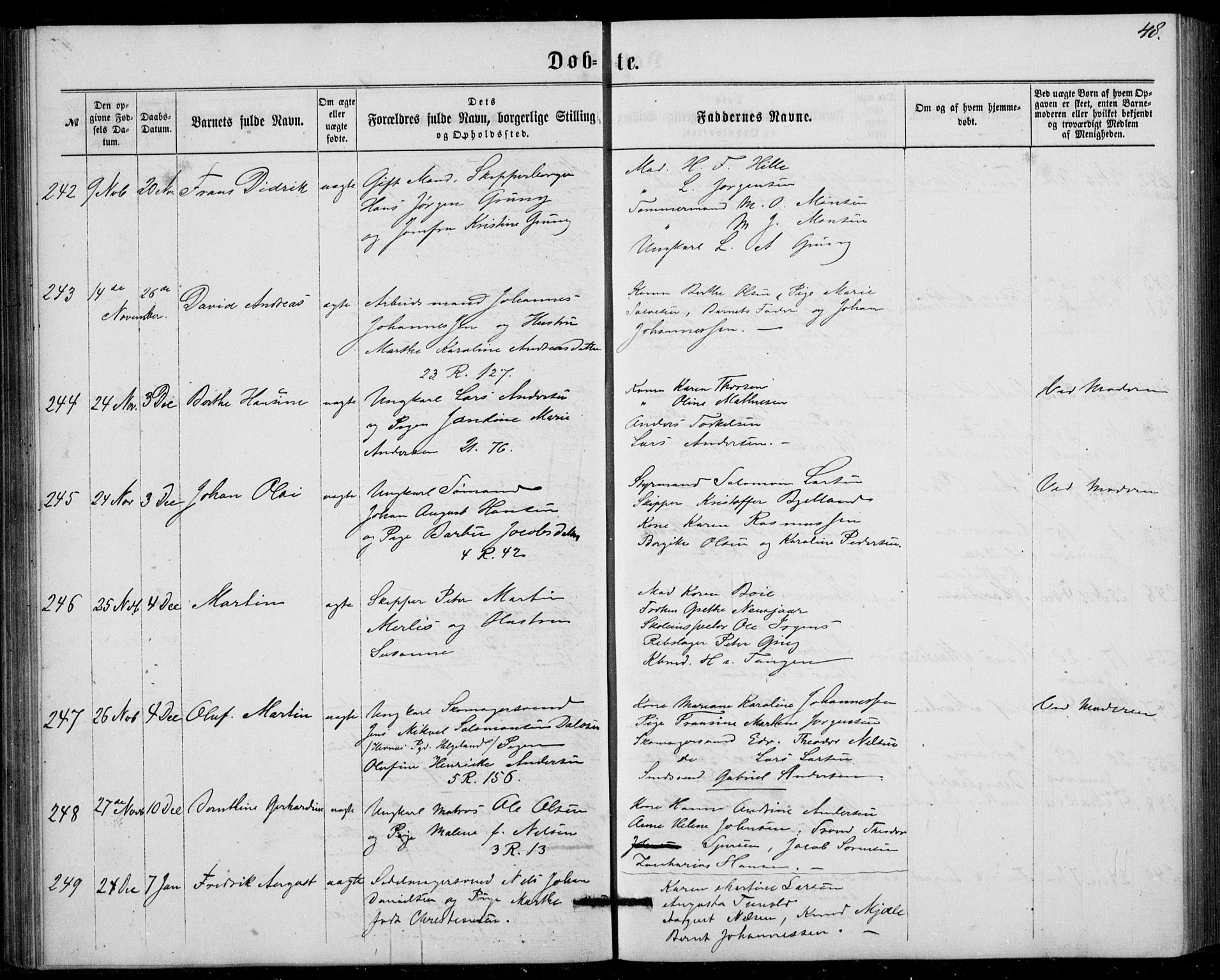 Fødselsstiftelsens sokneprestembete, ført av overlegen*, SAB/-: Parish register (official) no. A 1, 1863-1883, p. 48