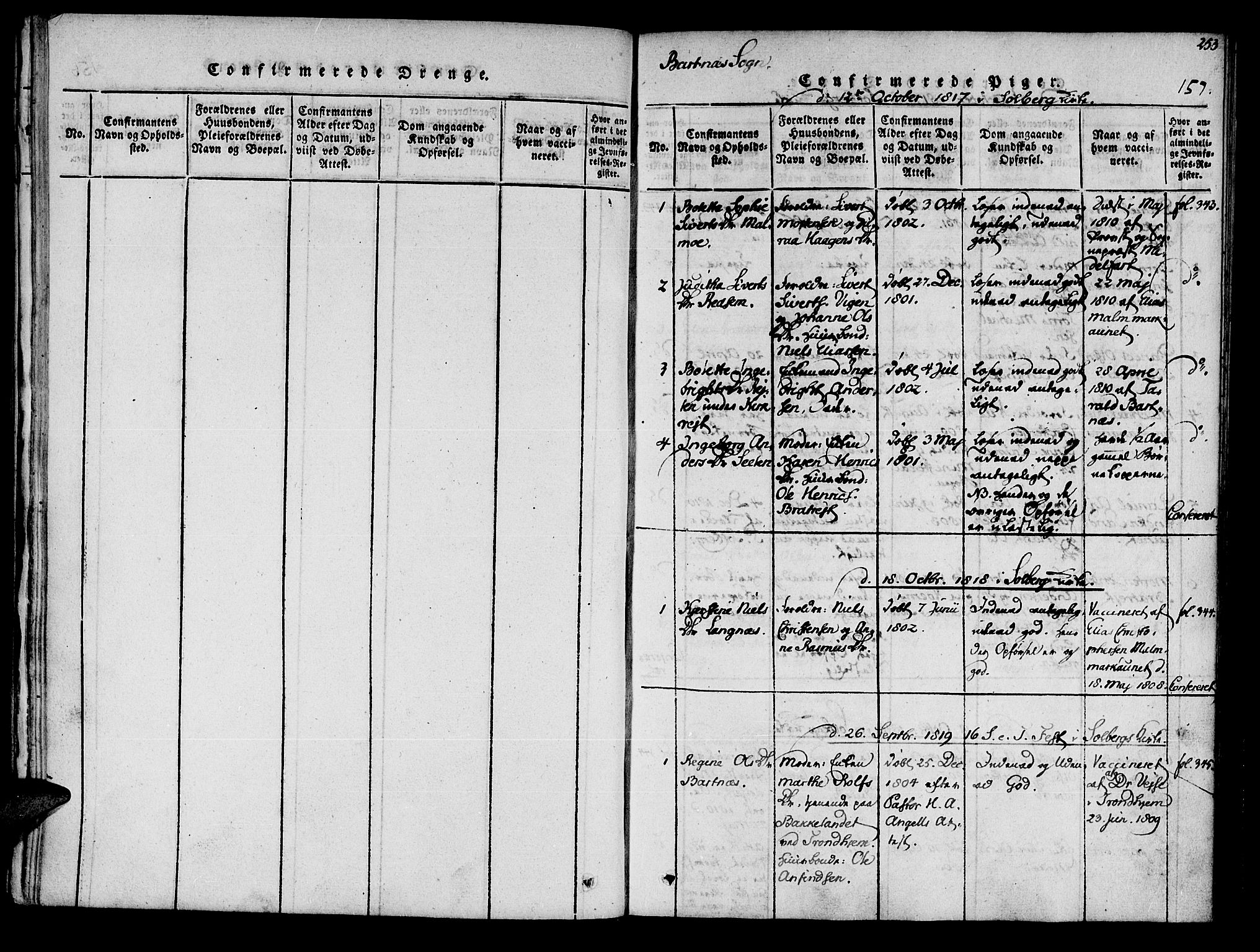 Ministerialprotokoller, klokkerbøker og fødselsregistre - Nord-Trøndelag, SAT/A-1458/741/L0387: Parish register (official) no. 741A03 /2, 1817-1822, p. 157