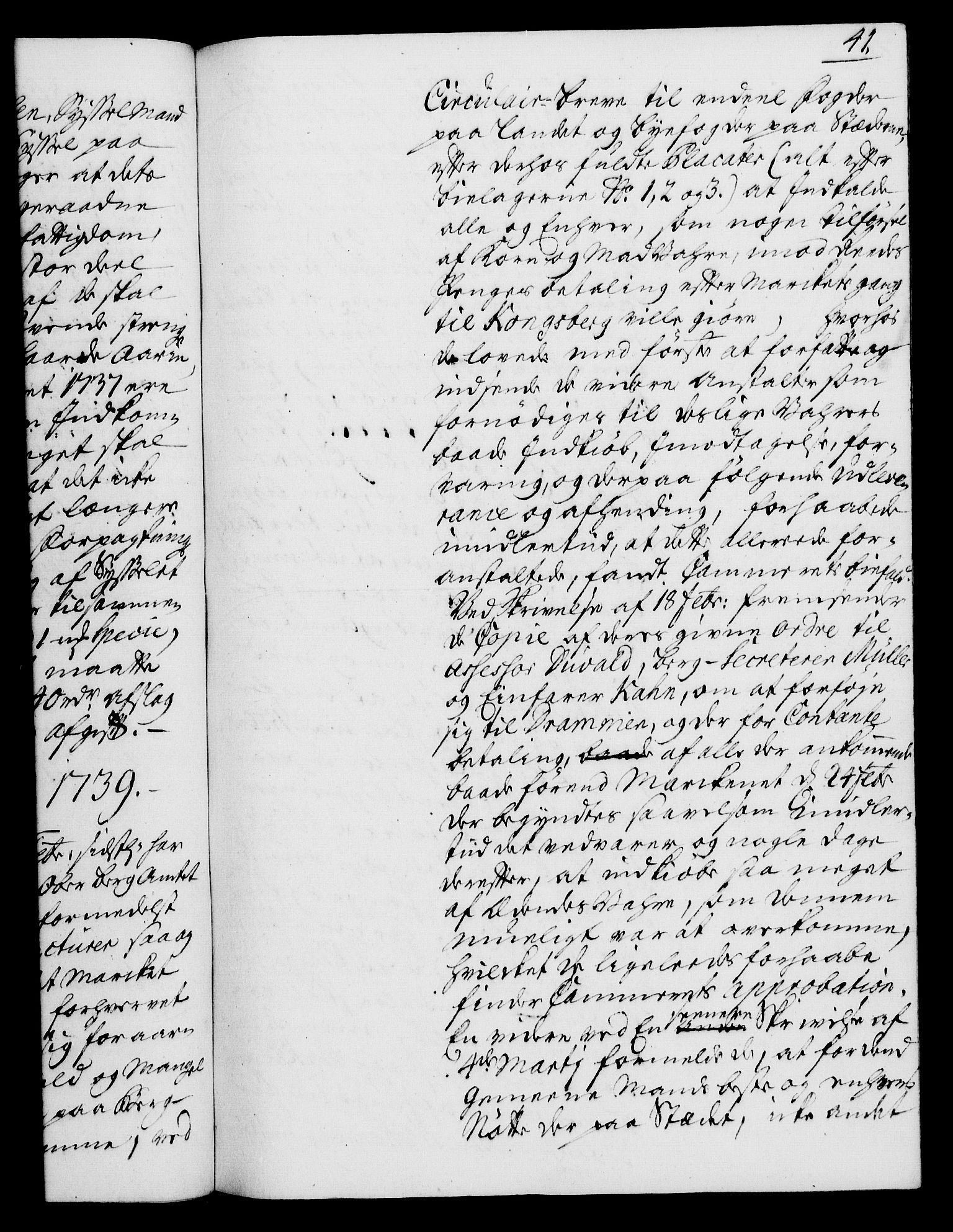 Rentekammeret, Kammerkanselliet, RA/EA-3111/G/Gh/Gha/L0021: Norsk ekstraktmemorialprotokoll (merket RK 53.66), 1739, p. 41
