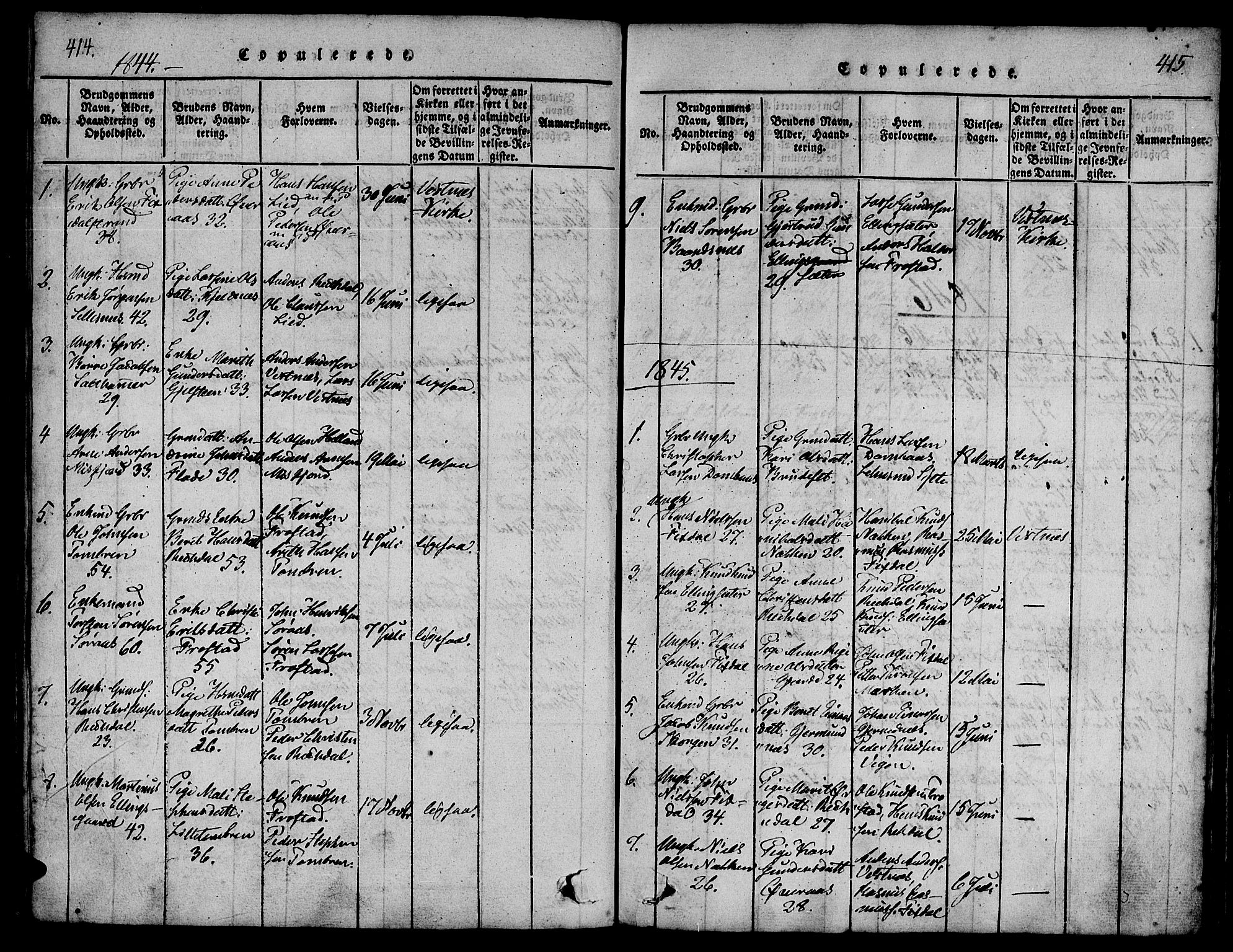 Ministerialprotokoller, klokkerbøker og fødselsregistre - Møre og Romsdal, SAT/A-1454/539/L0528: Parish register (official) no. 539A01, 1818-1847, p. 414-415