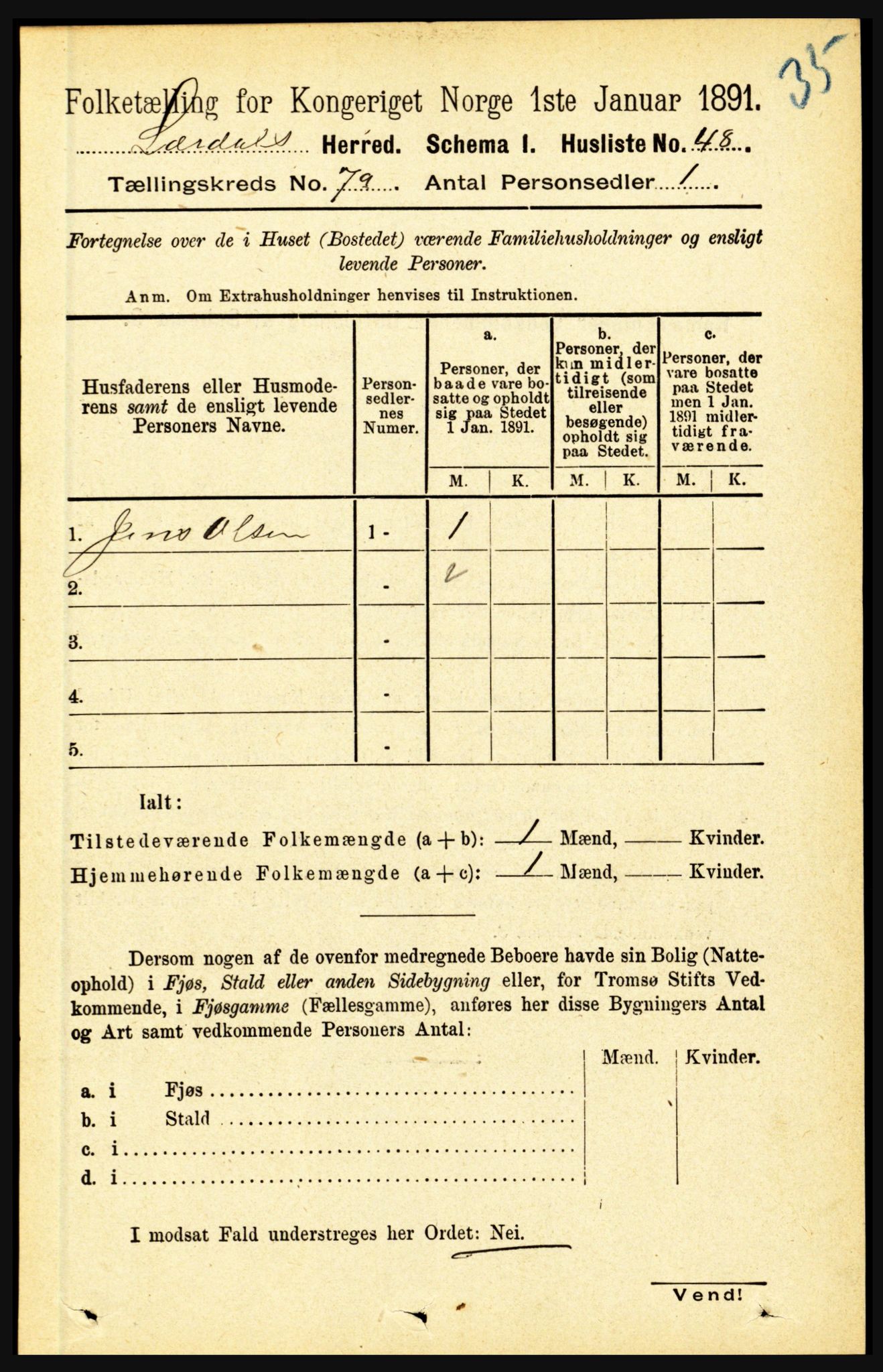 RA, 1891 census for 1422 Lærdal, 1891, p. 796