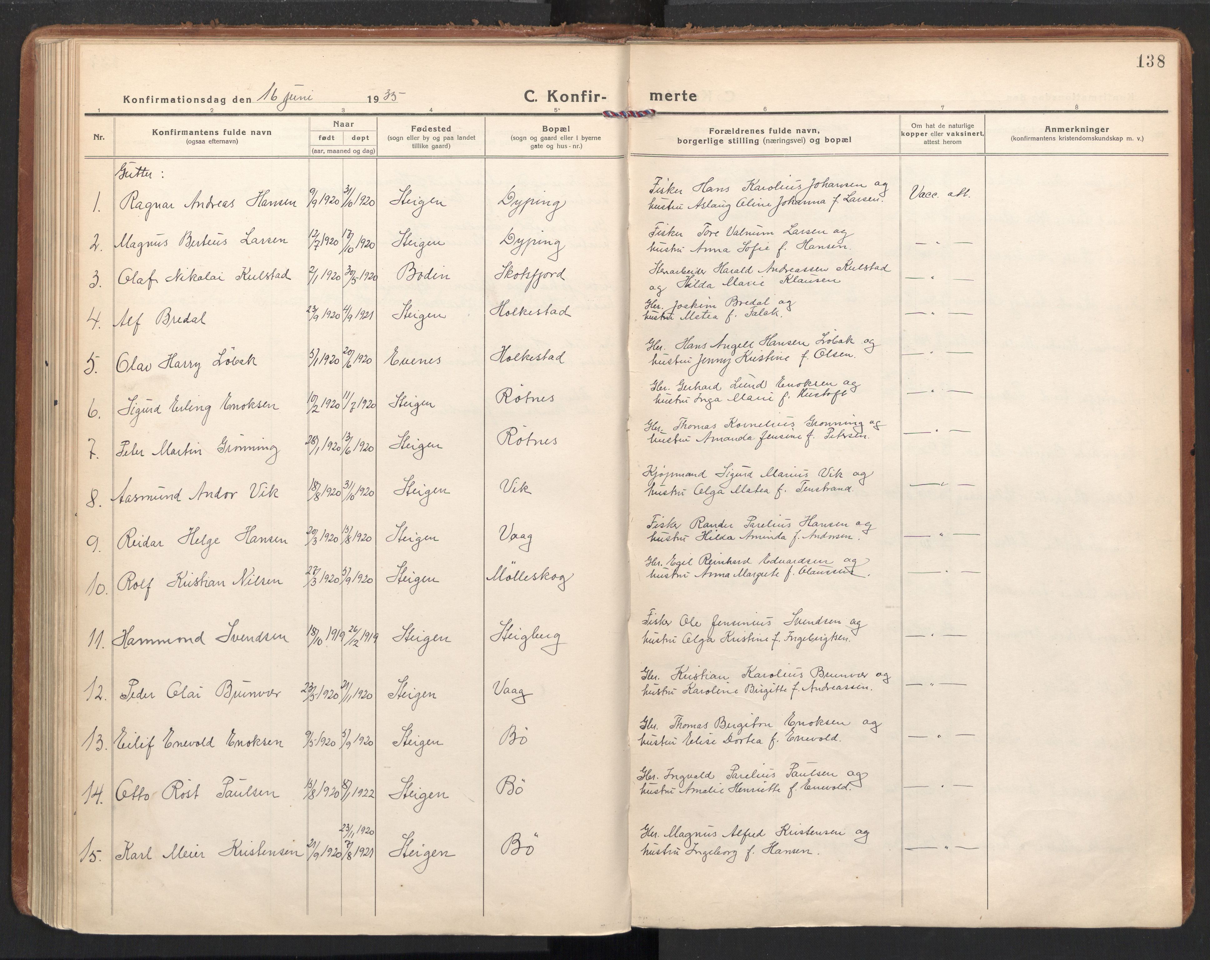 Ministerialprotokoller, klokkerbøker og fødselsregistre - Nordland, AV/SAT-A-1459/855/L0810: Parish register (official) no. 855A17, 1921-1939, p. 138