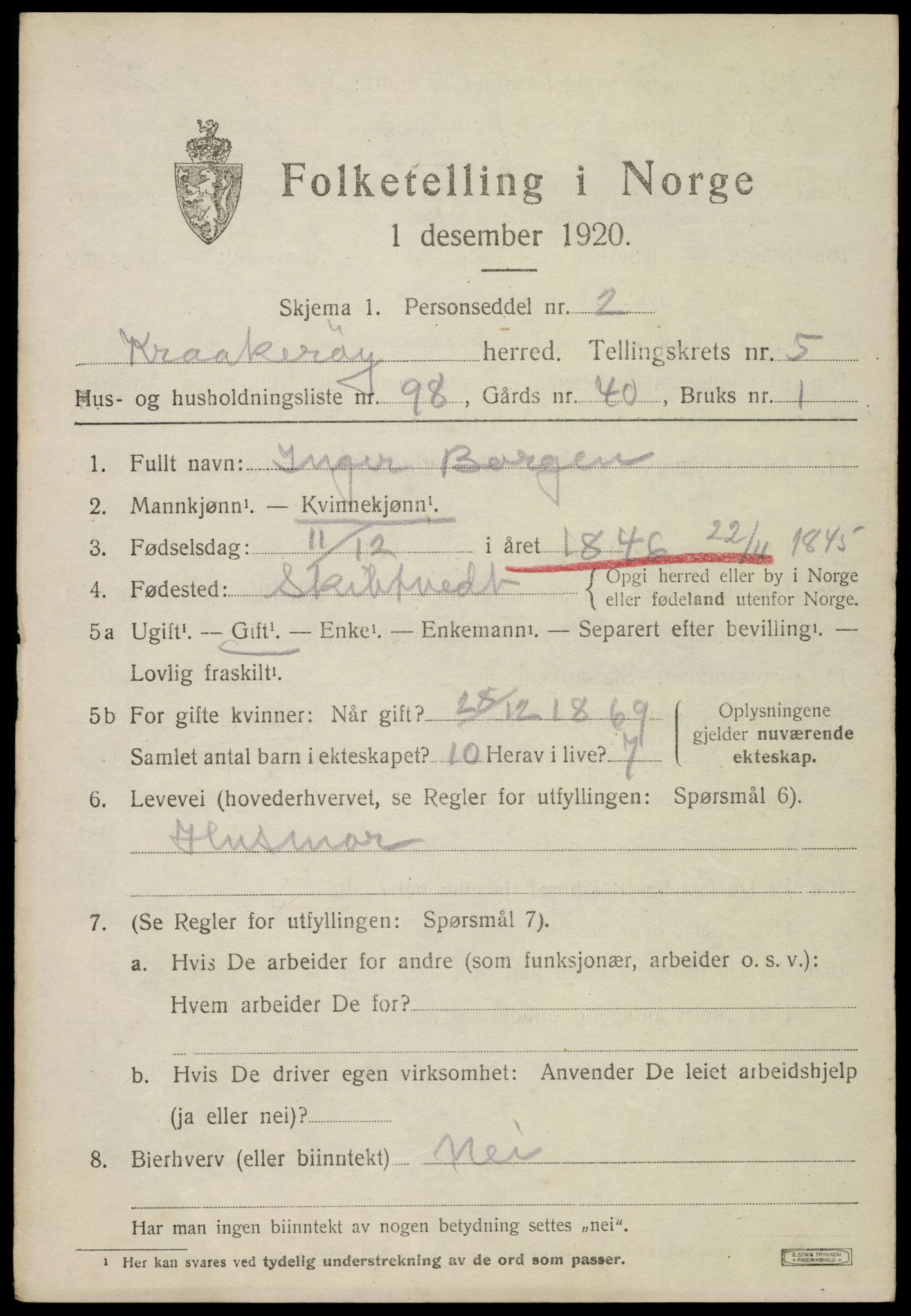 SAO, 1920 census for Kråkerøy, 1920, p. 7500