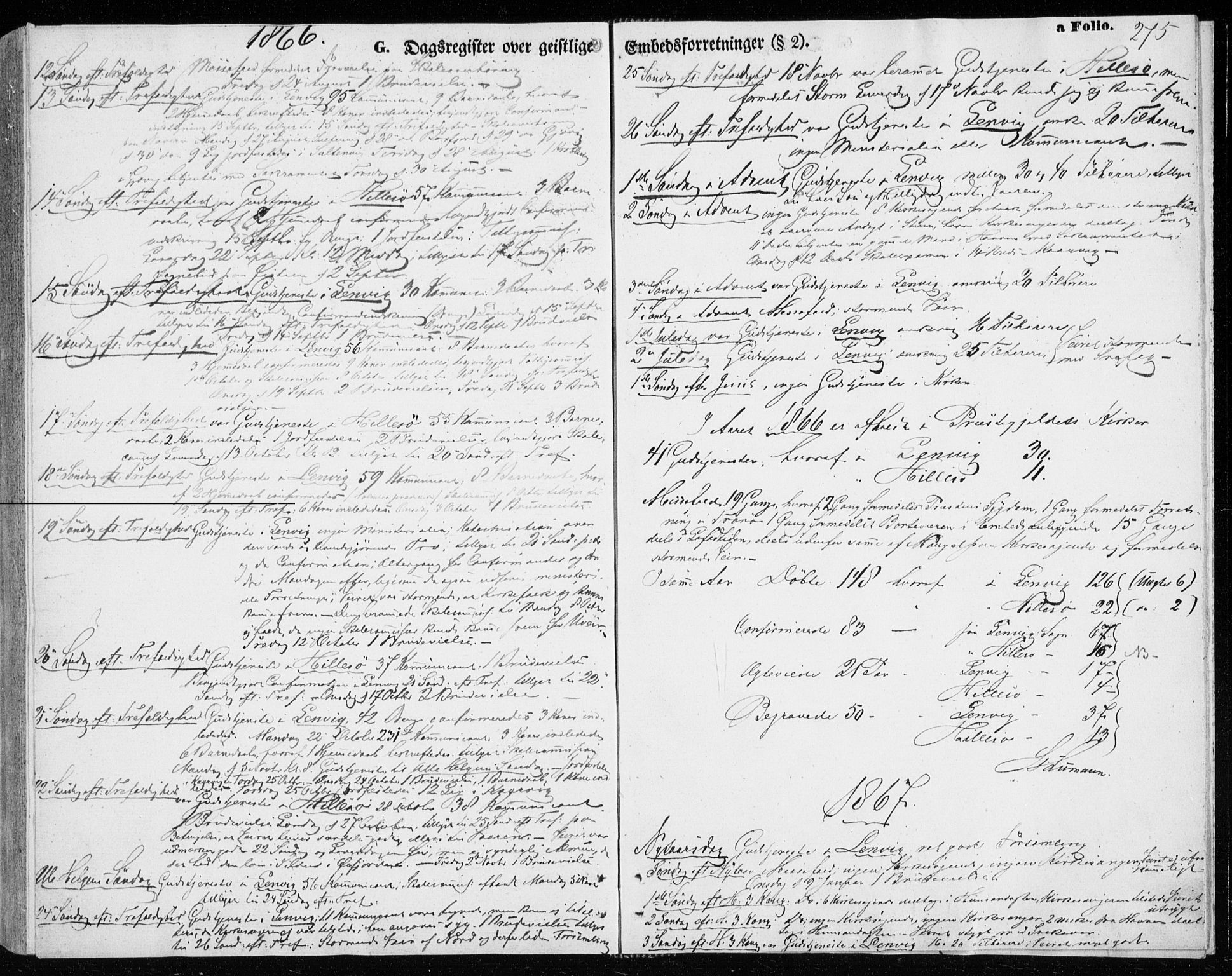 Lenvik sokneprestembete, SATØ/S-1310/H/Ha/Haa/L0009kirke: Parish register (official) no. 9, 1866-1873, p. 275