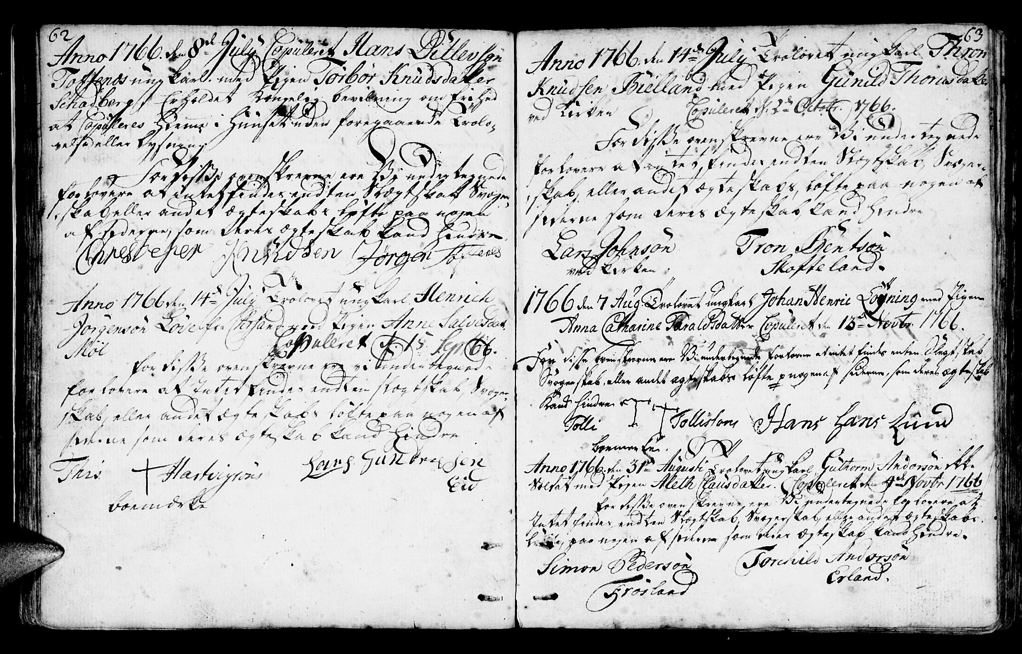 Mandal sokneprestkontor, AV/SAK-1111-0030/F/Fa/Faa/L0006: Parish register (official) no. A 6, 1755-1783, p. 62-63