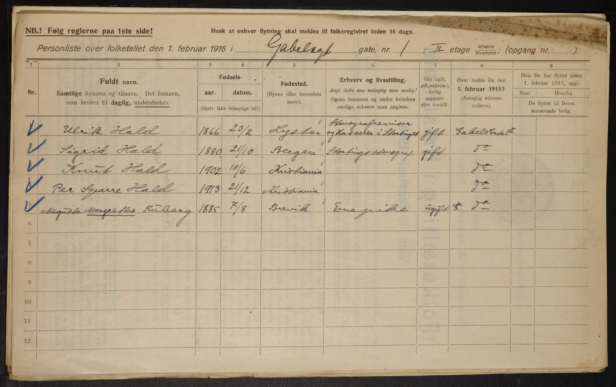 OBA, Municipal Census 1916 for Kristiania, 1916, p. 29075