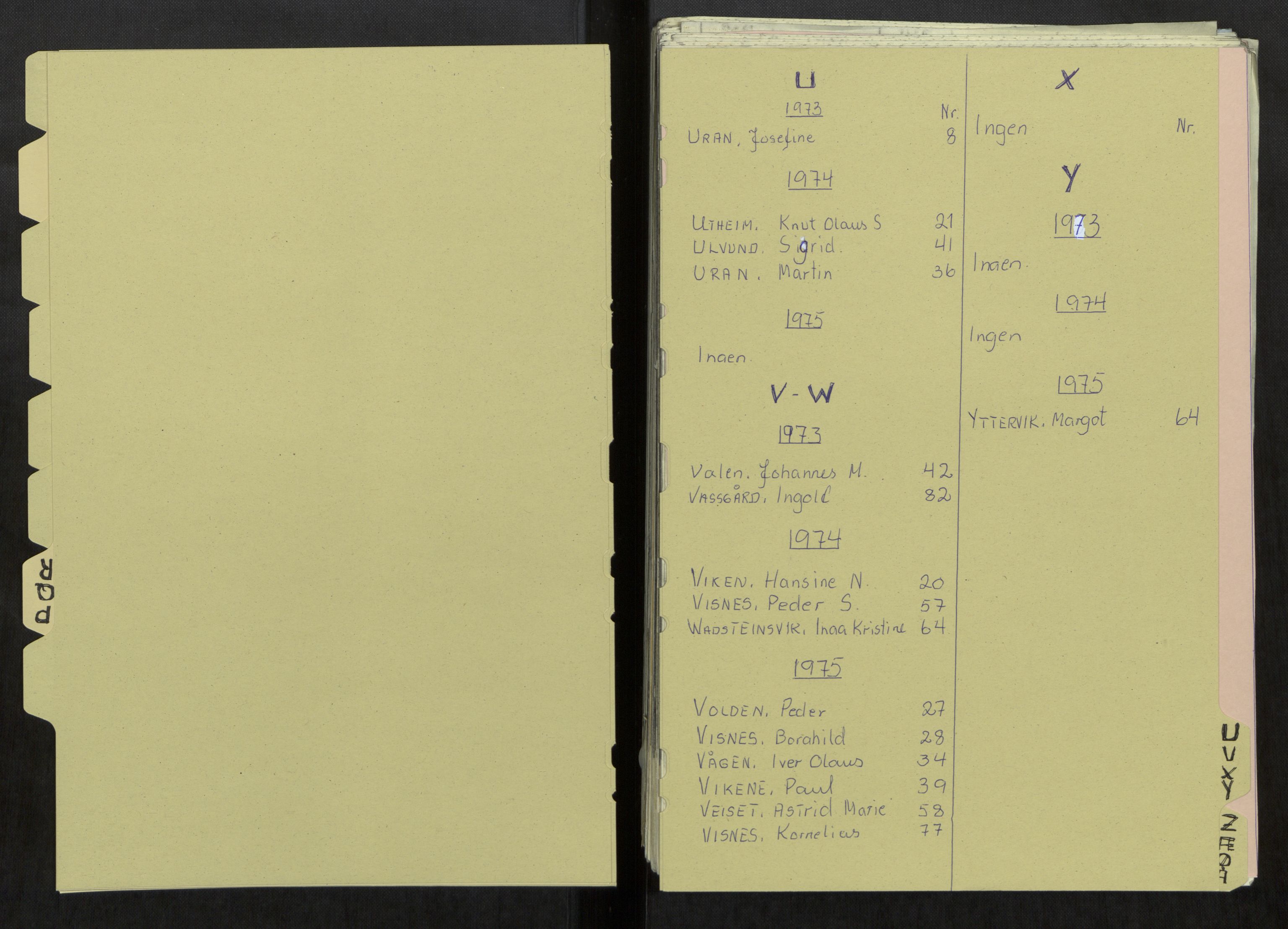 Averøy og Frei lensmannskontor, AV/SAT-A-1091/3/Gh/L0004: Dødsfallsprotokoll, 1973-1975