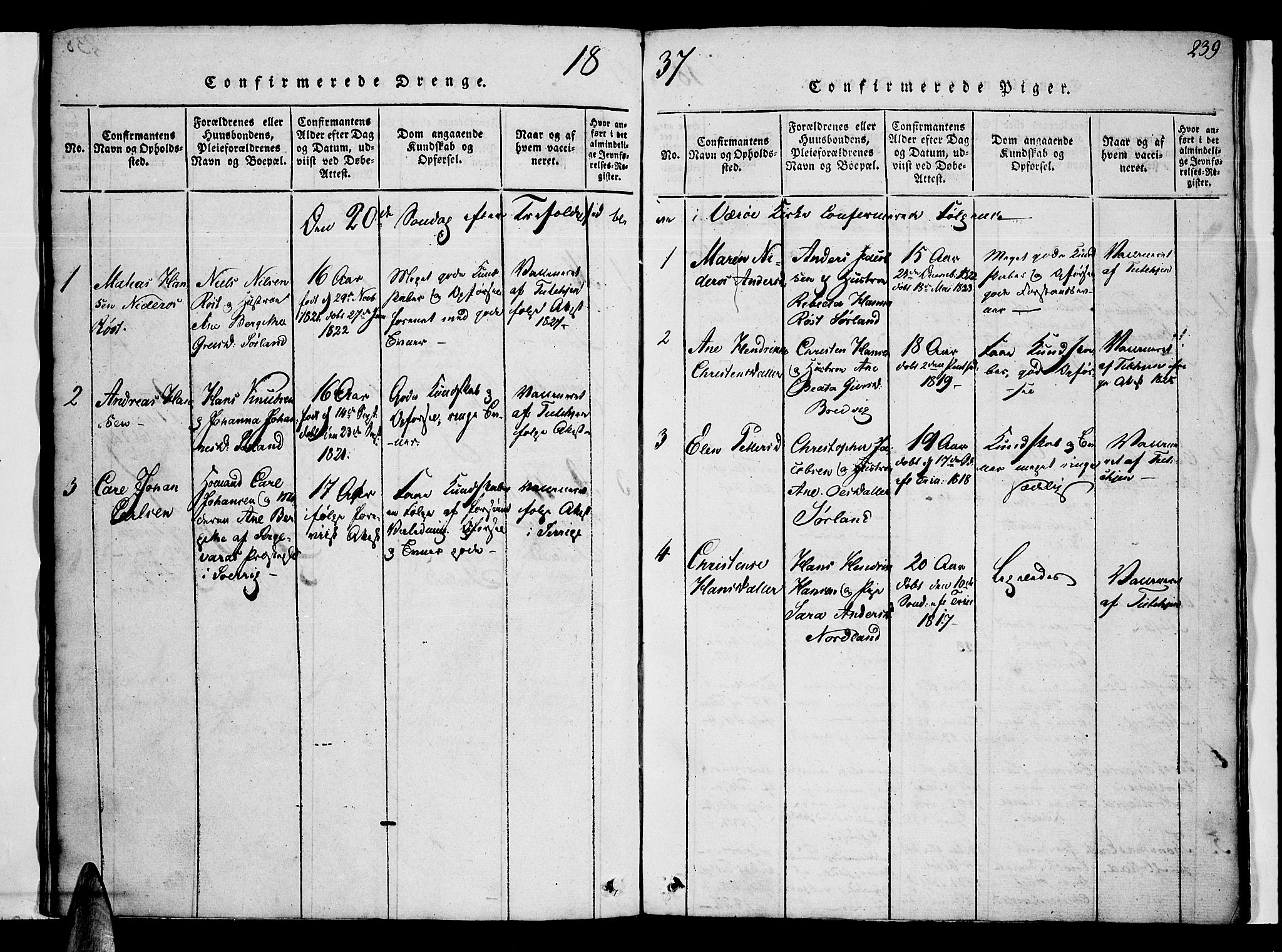 Ministerialprotokoller, klokkerbøker og fødselsregistre - Nordland, SAT/A-1459/807/L0120: Parish register (official) no. 807A03, 1821-1848, p. 239