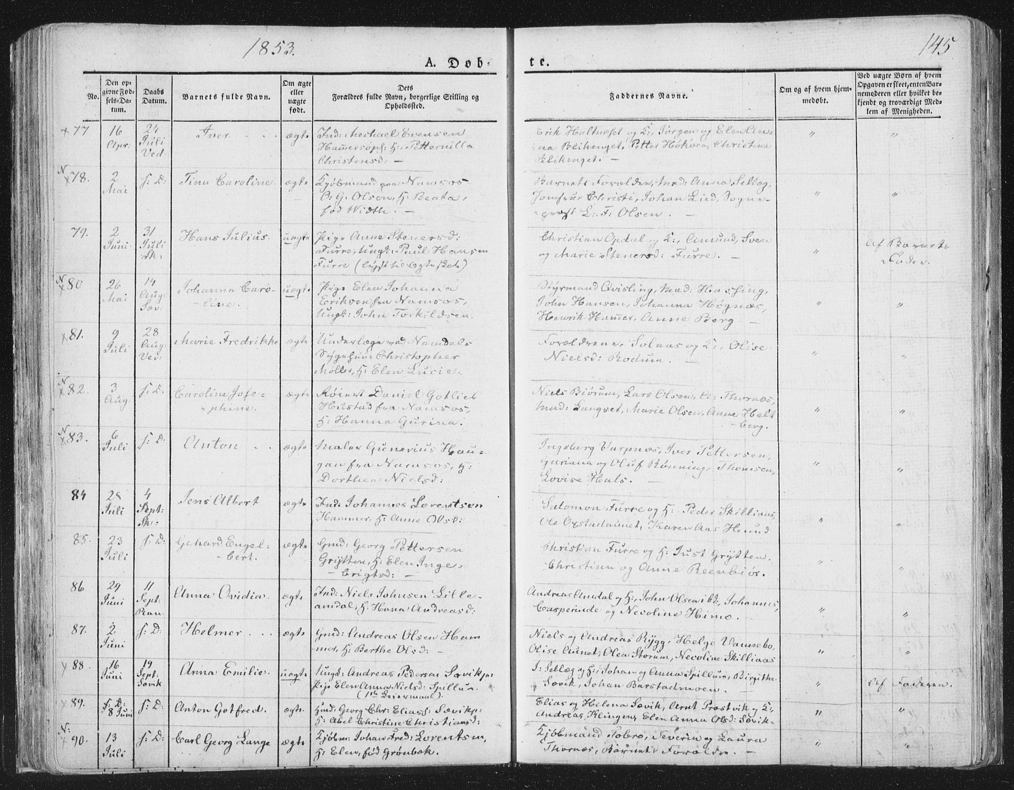 Ministerialprotokoller, klokkerbøker og fødselsregistre - Nord-Trøndelag, AV/SAT-A-1458/764/L0551: Parish register (official) no. 764A07a, 1824-1864, p. 145