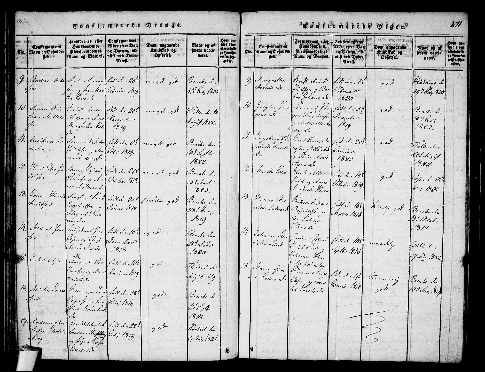 Stavern kirkebøker, AV/SAKO-A-318/F/Fa/L0006: Parish register (official) no. 6, 1816-1839, p. 271