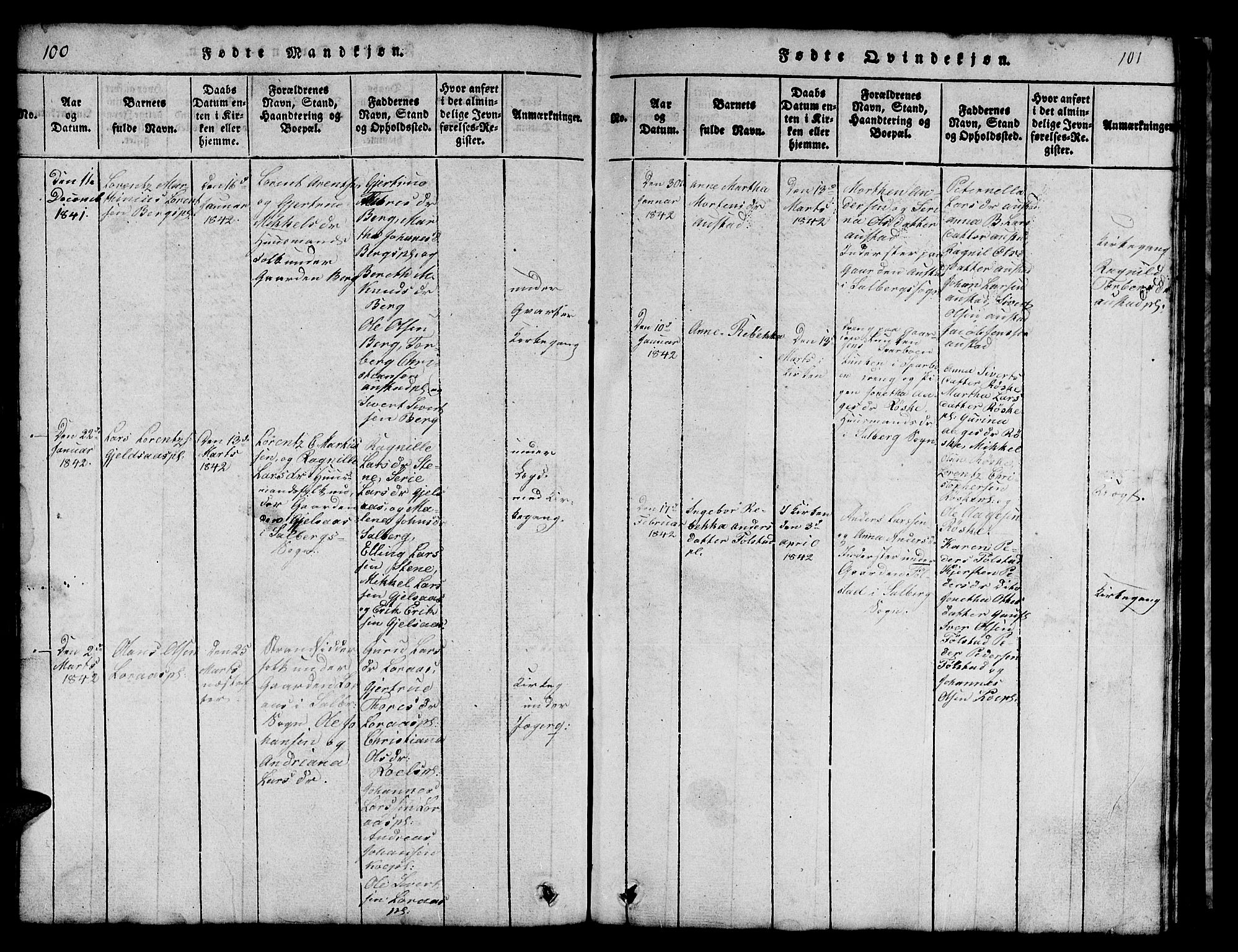 Ministerialprotokoller, klokkerbøker og fødselsregistre - Nord-Trøndelag, AV/SAT-A-1458/731/L0310: Parish register (copy) no. 731C01, 1816-1874, p. 100-101