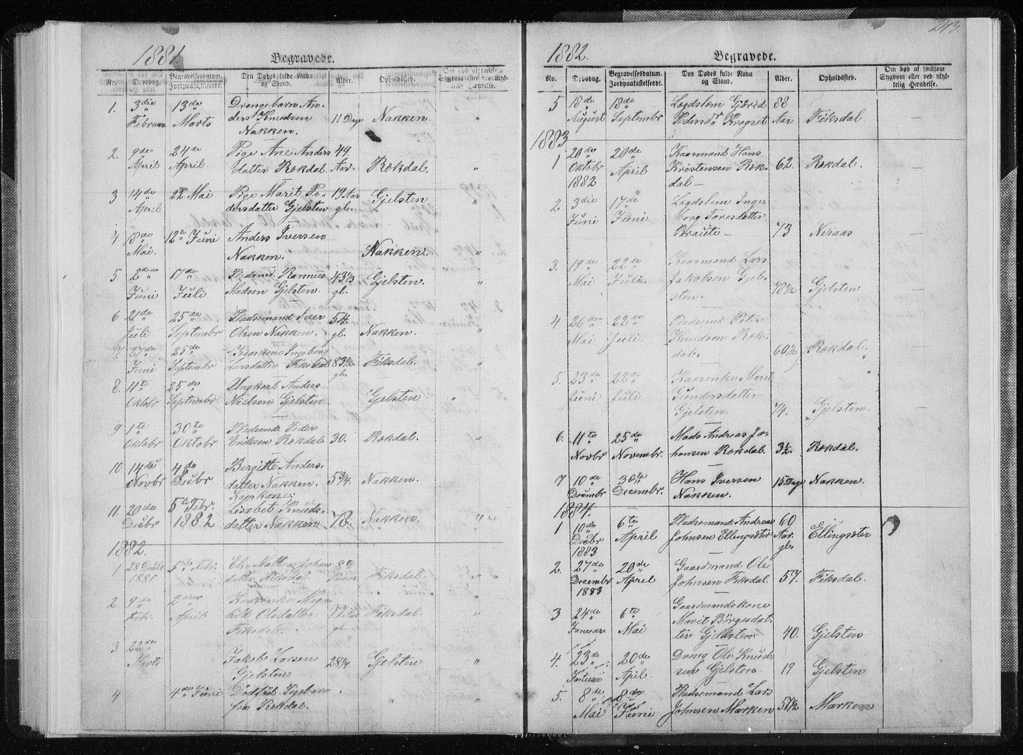 Ministerialprotokoller, klokkerbøker og fødselsregistre - Møre og Romsdal, SAT/A-1454/540/L0541: Parish register (copy) no. 540C01, 1867-1920, p. 243