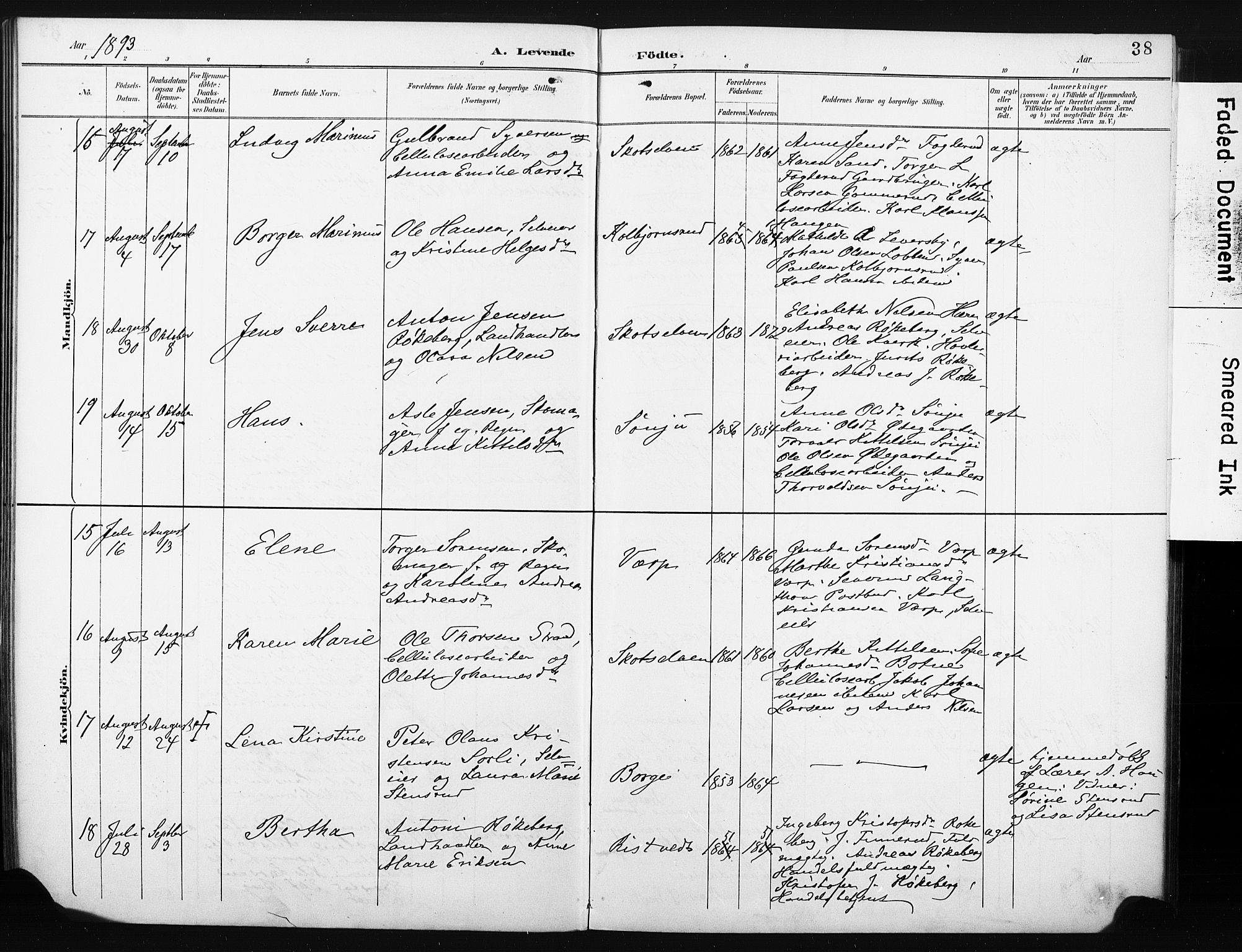 Eiker kirkebøker, AV/SAKO-A-4/F/Fc/L0002: Parish register (official) no. III 2, 1889-1897, p. 38