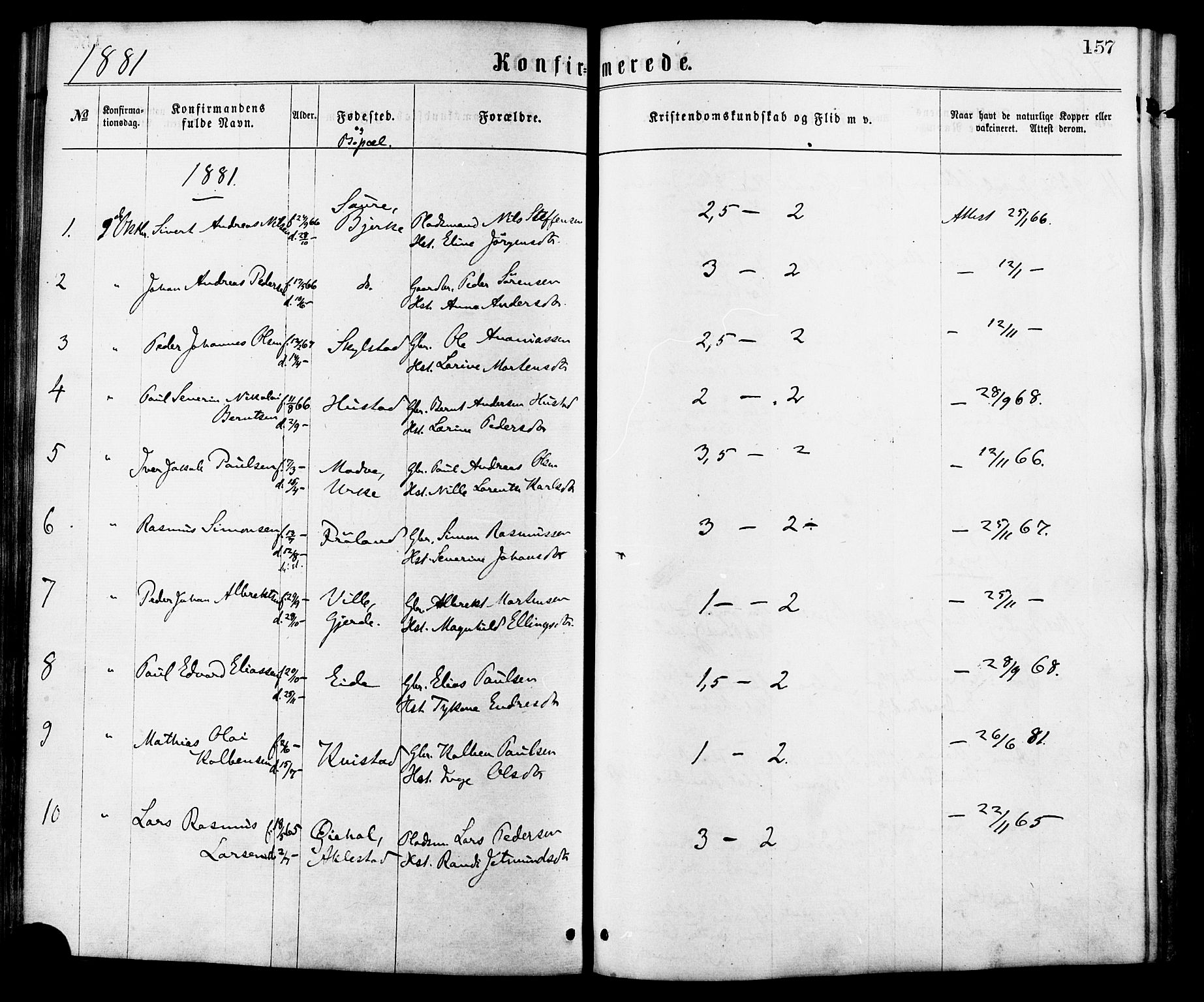 Ministerialprotokoller, klokkerbøker og fødselsregistre - Møre og Romsdal, AV/SAT-A-1454/515/L0210: Parish register (official) no. 515A06, 1868-1885, p. 157