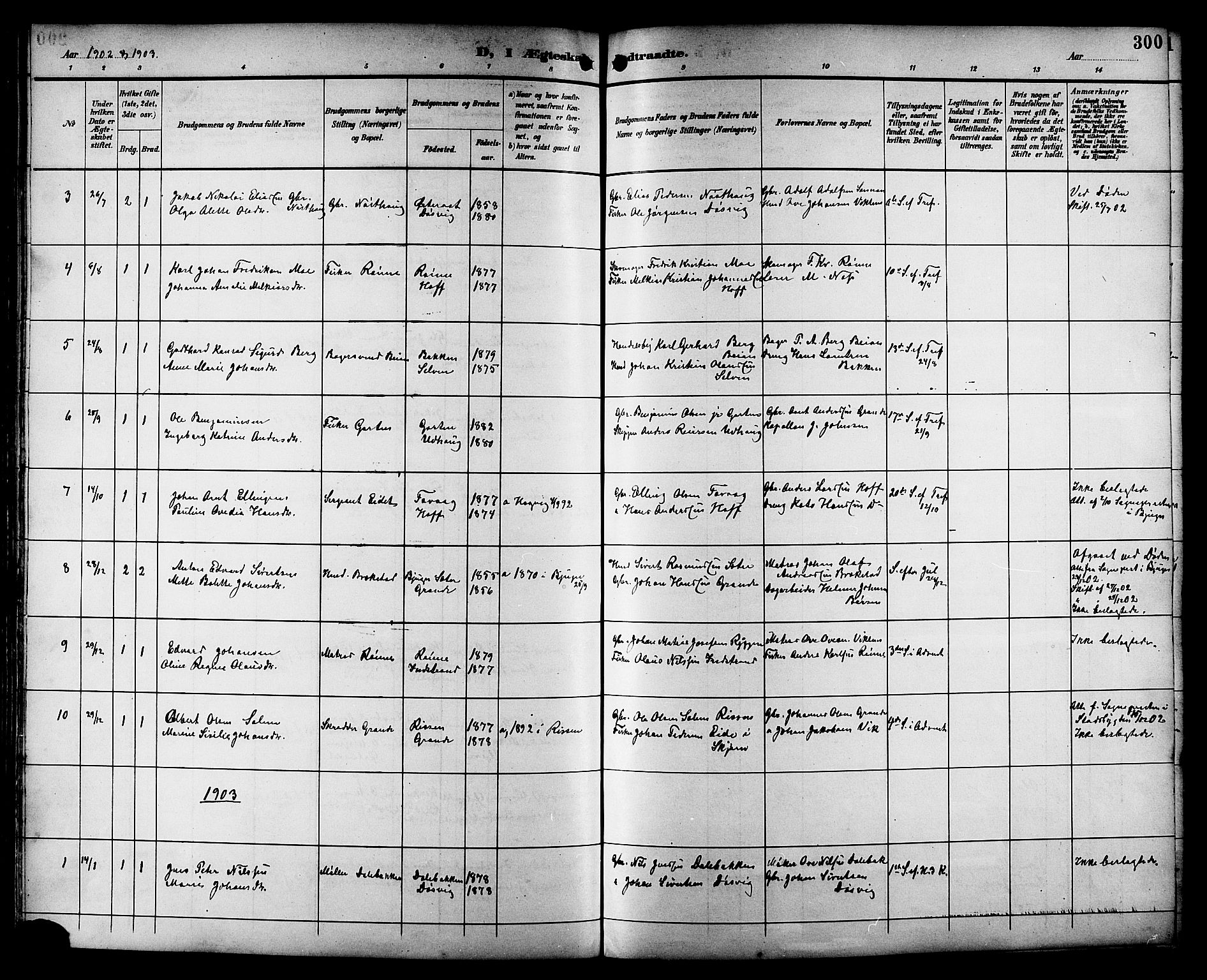 Ministerialprotokoller, klokkerbøker og fødselsregistre - Sør-Trøndelag, AV/SAT-A-1456/659/L0746: Parish register (copy) no. 659C03, 1893-1912, p. 300