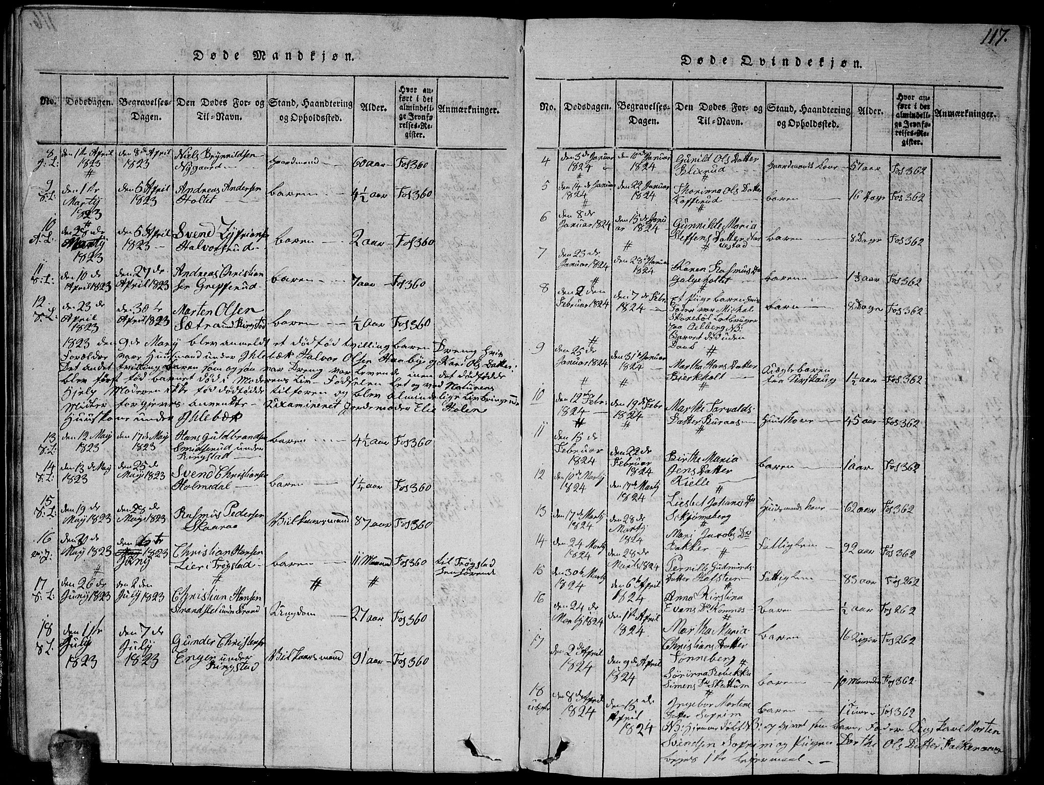 Høland prestekontor Kirkebøker, AV/SAO-A-10346a/G/Ga/L0001: Parish register (copy) no. I 1, 1814-1827, p. 117