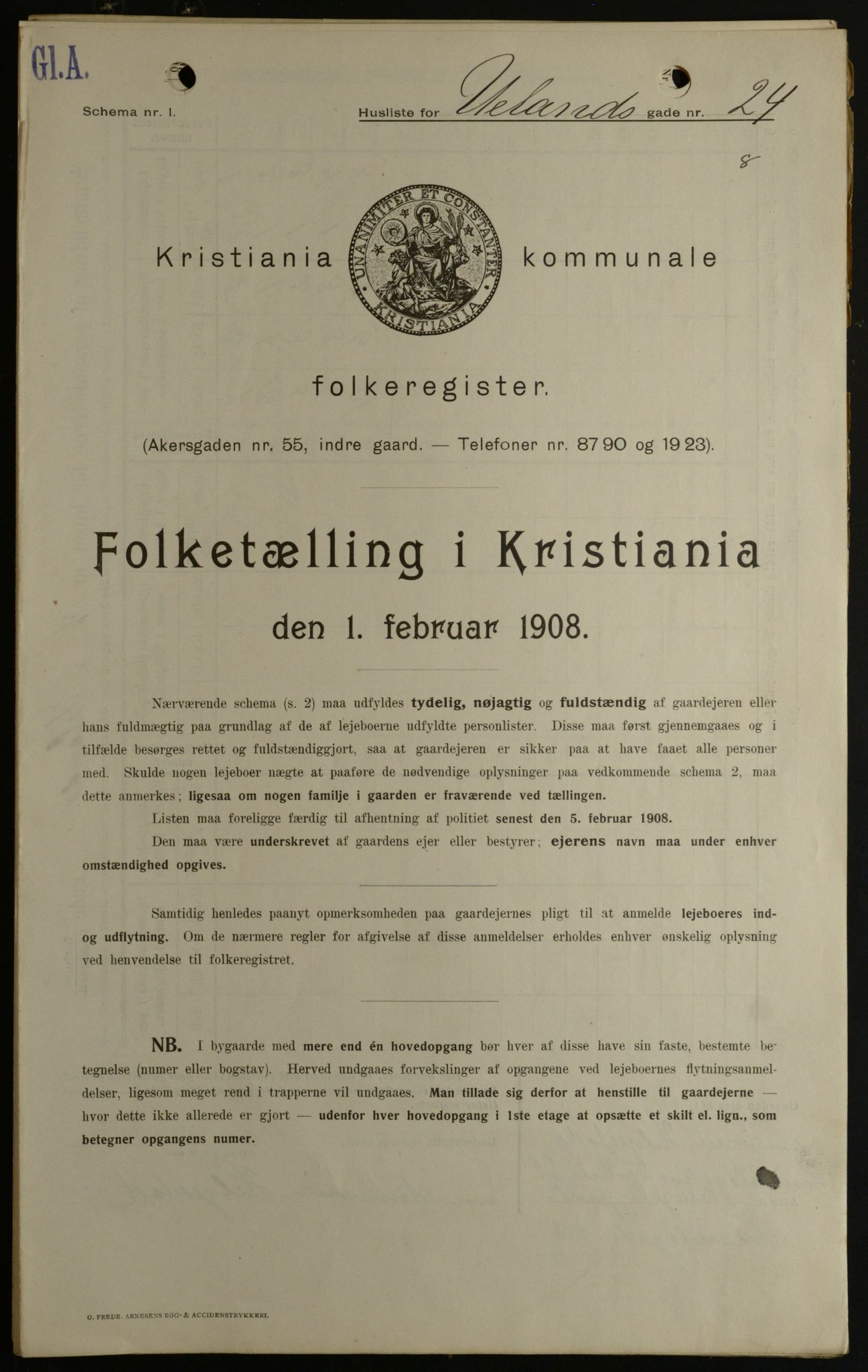 OBA, Municipal Census 1908 for Kristiania, 1908, p. 106584