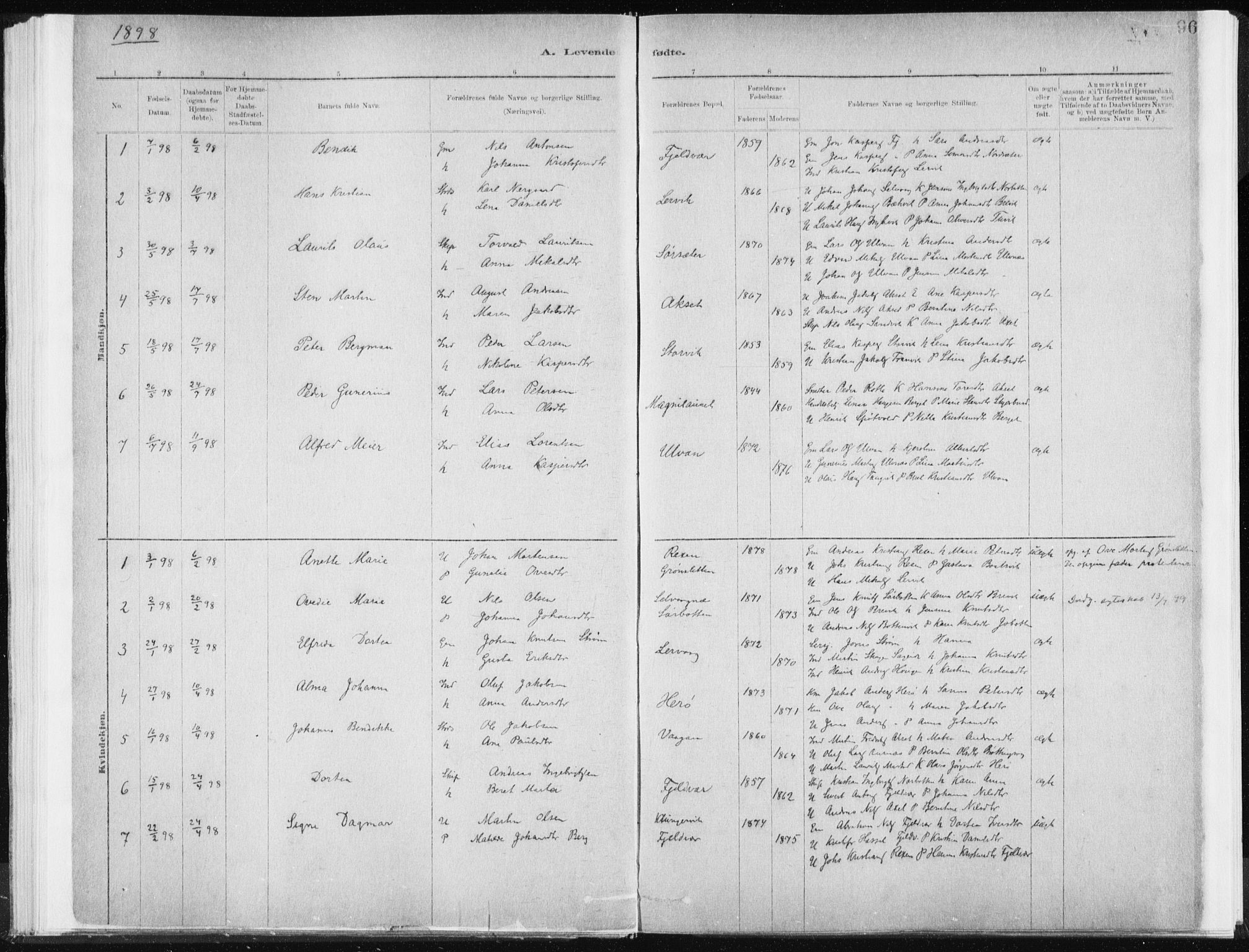 Ministerialprotokoller, klokkerbøker og fødselsregistre - Sør-Trøndelag, SAT/A-1456/637/L0558: Parish register (official) no. 637A01, 1882-1899, p. 96
