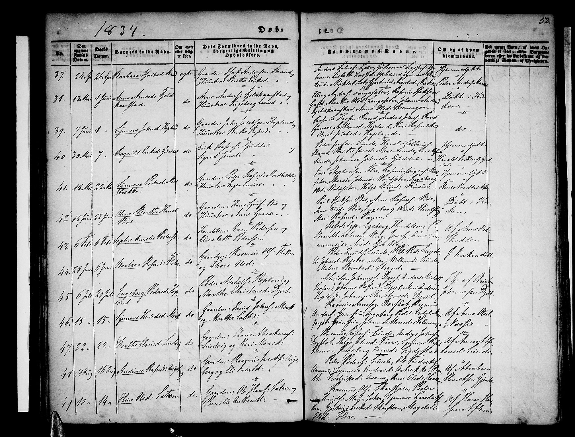 Stryn Sokneprestembete, AV/SAB-A-82501: Parish register (official) no. A 1, 1832-1845, p. 52