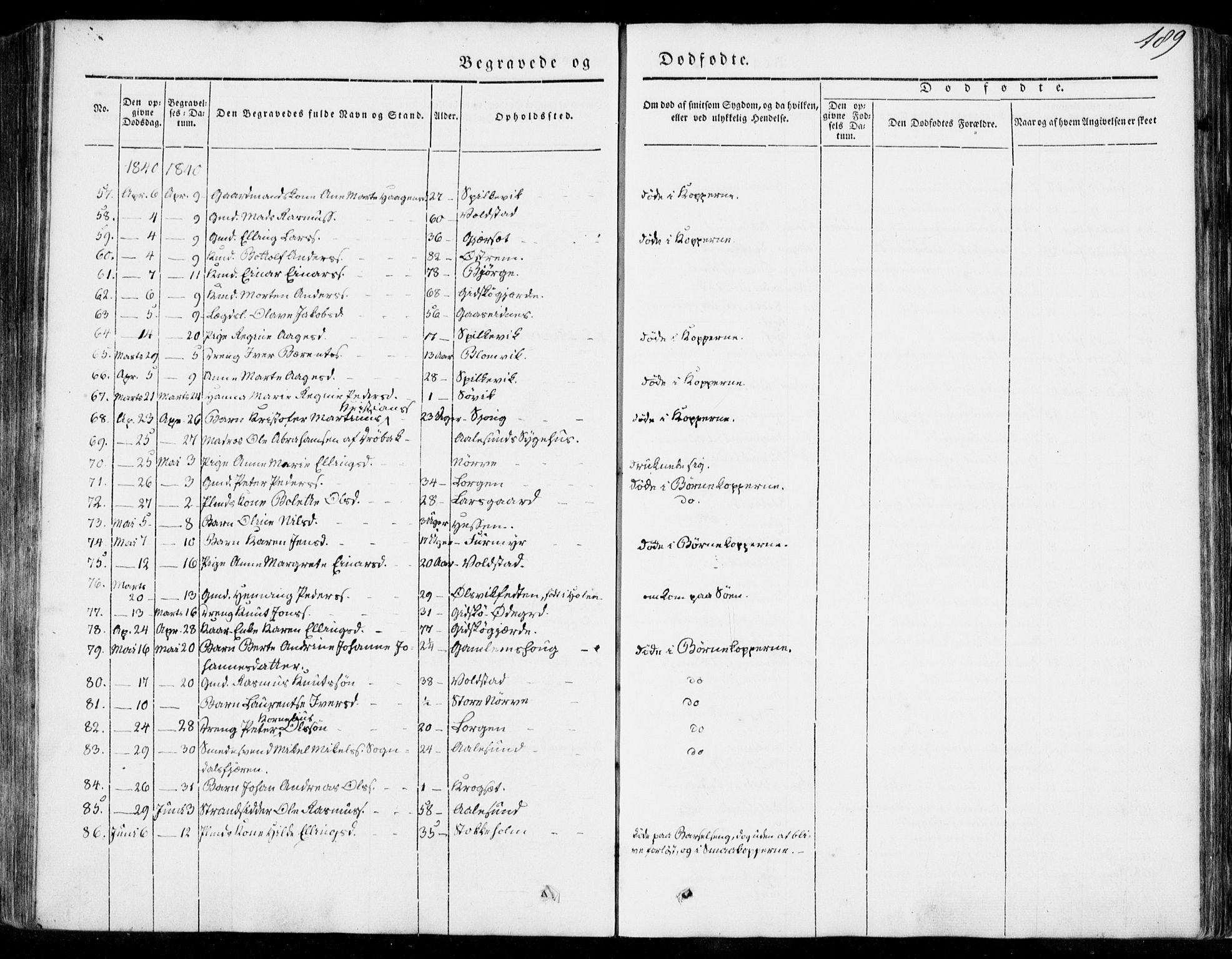 Ministerialprotokoller, klokkerbøker og fødselsregistre - Møre og Romsdal, AV/SAT-A-1454/528/L0396: Parish register (official) no. 528A07, 1839-1847, p. 189