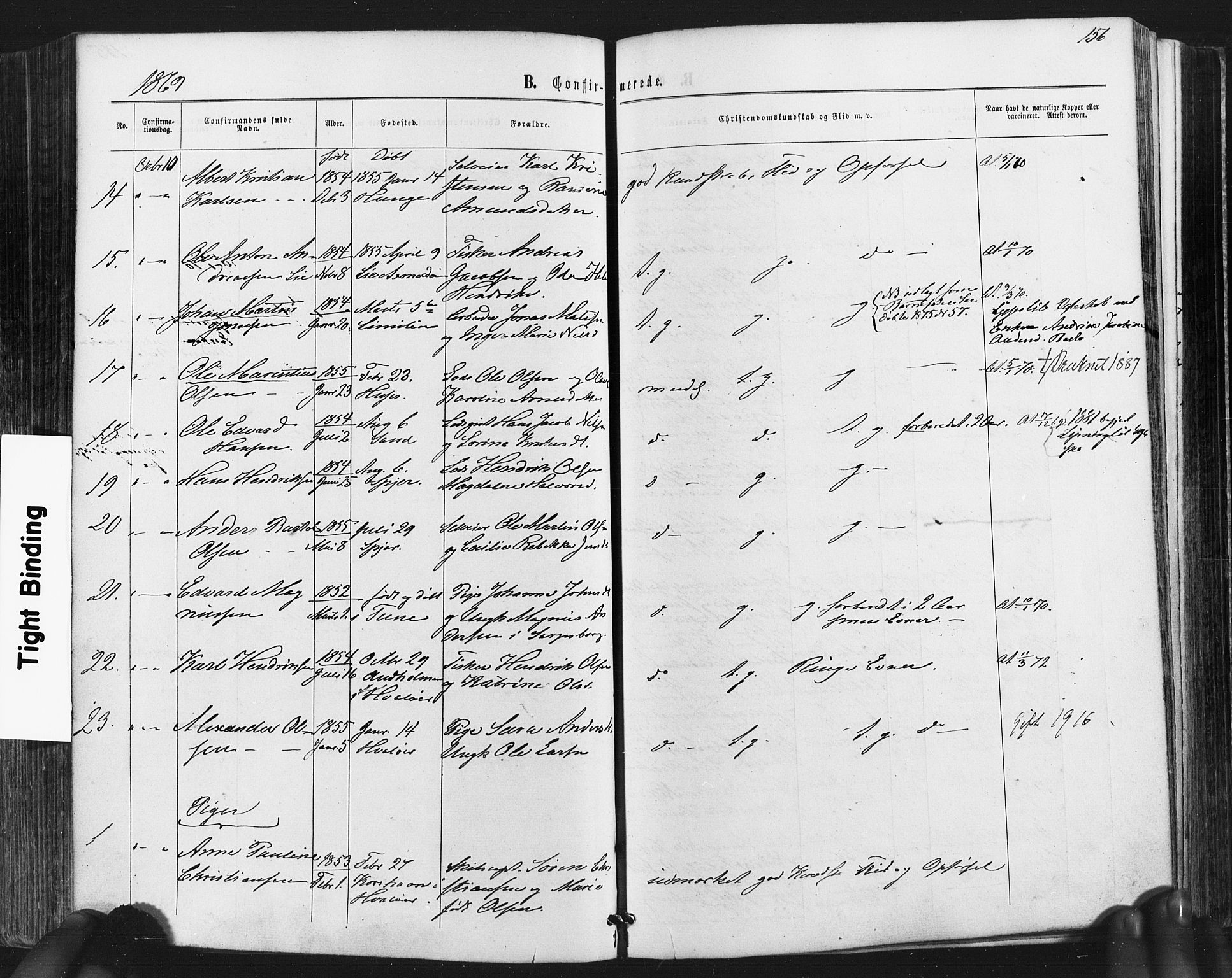 Hvaler prestekontor Kirkebøker, AV/SAO-A-2001/F/Fa/L0007: Parish register (official) no. I 7, 1864-1878, p. 156