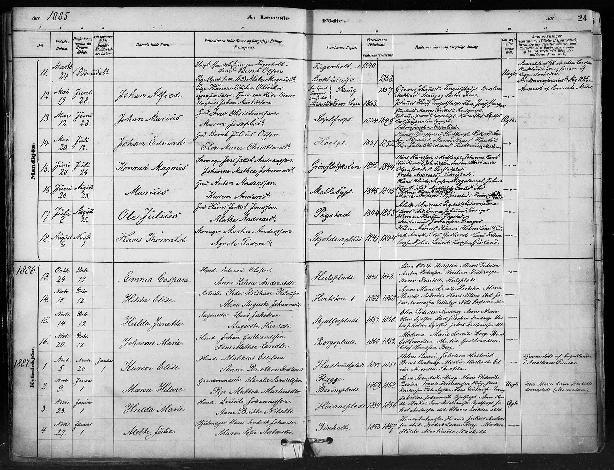 Hobøl prestekontor Kirkebøker, AV/SAO-A-2002/F/Fa/L0005: Parish register (official) no. I 5, 1878-1904, p. 24