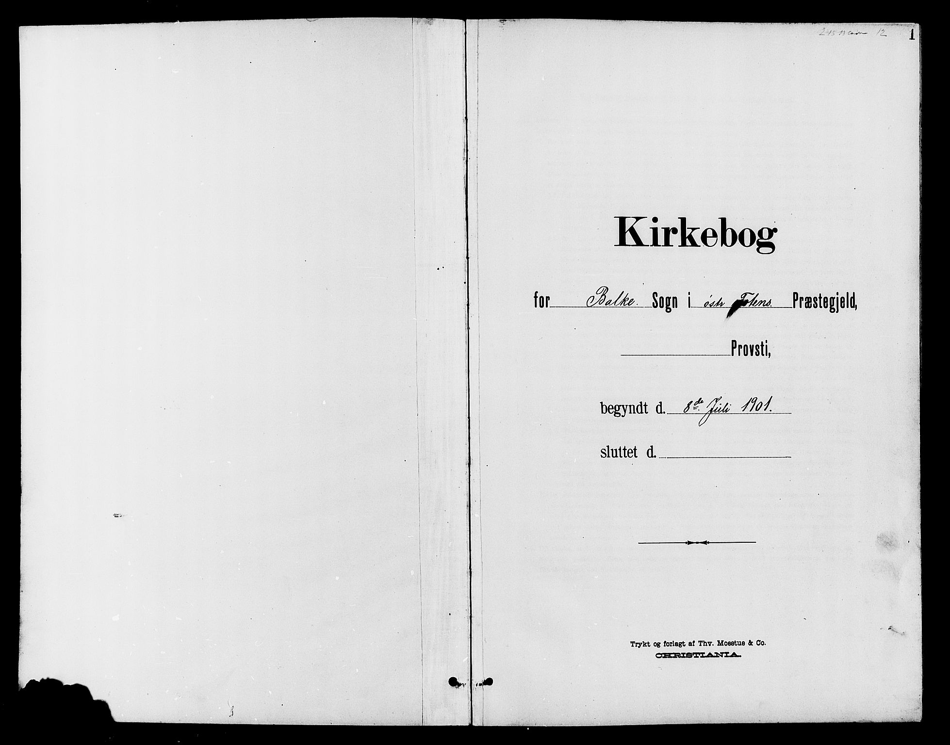 Østre Toten prestekontor, SAH/PREST-104/H/Ha/Hab/L0007: Parish register (copy) no. 7, 1901-1912, p. 1