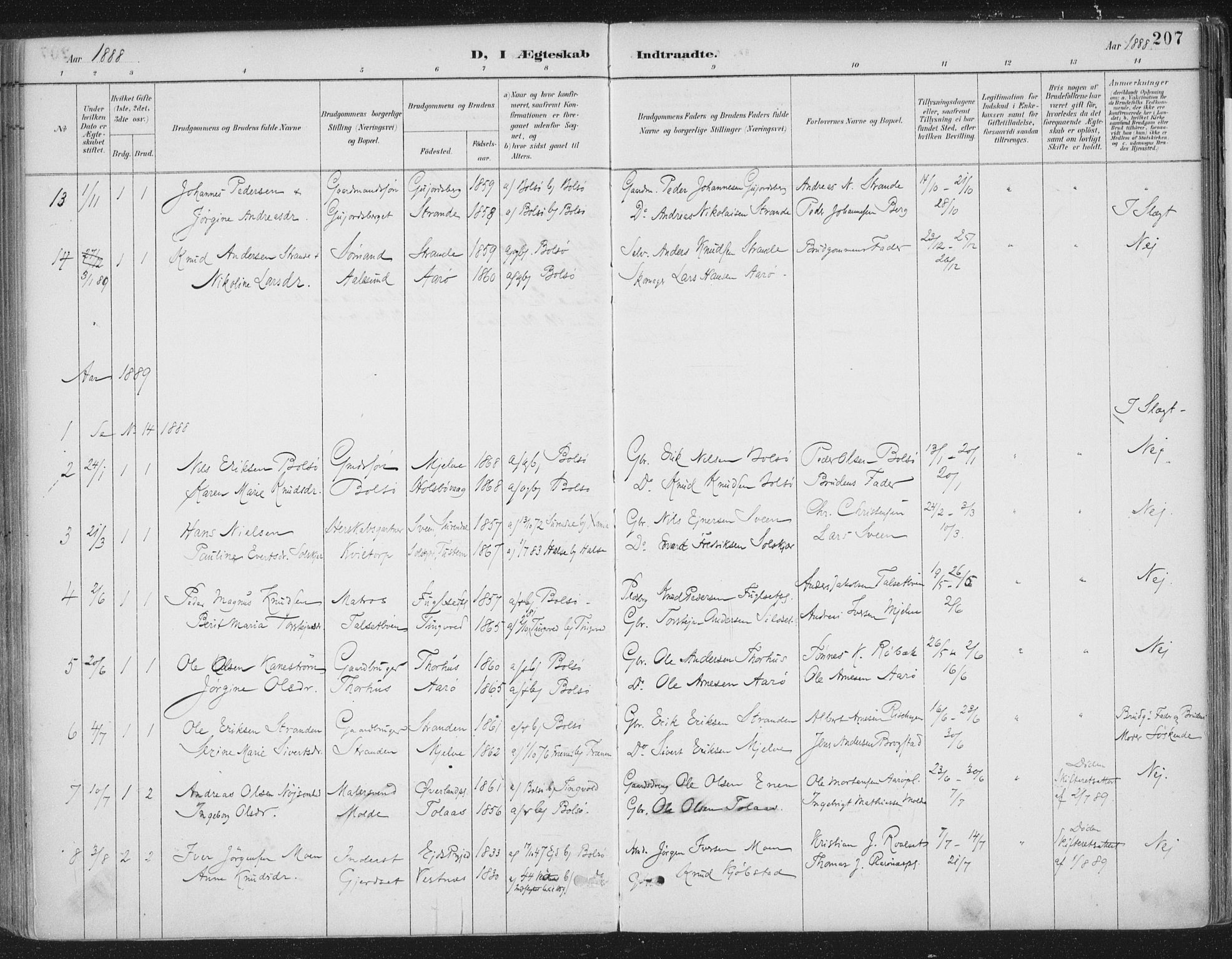 Ministerialprotokoller, klokkerbøker og fødselsregistre - Møre og Romsdal, SAT/A-1454/555/L0658: Parish register (official) no. 555A09, 1887-1917, p. 207