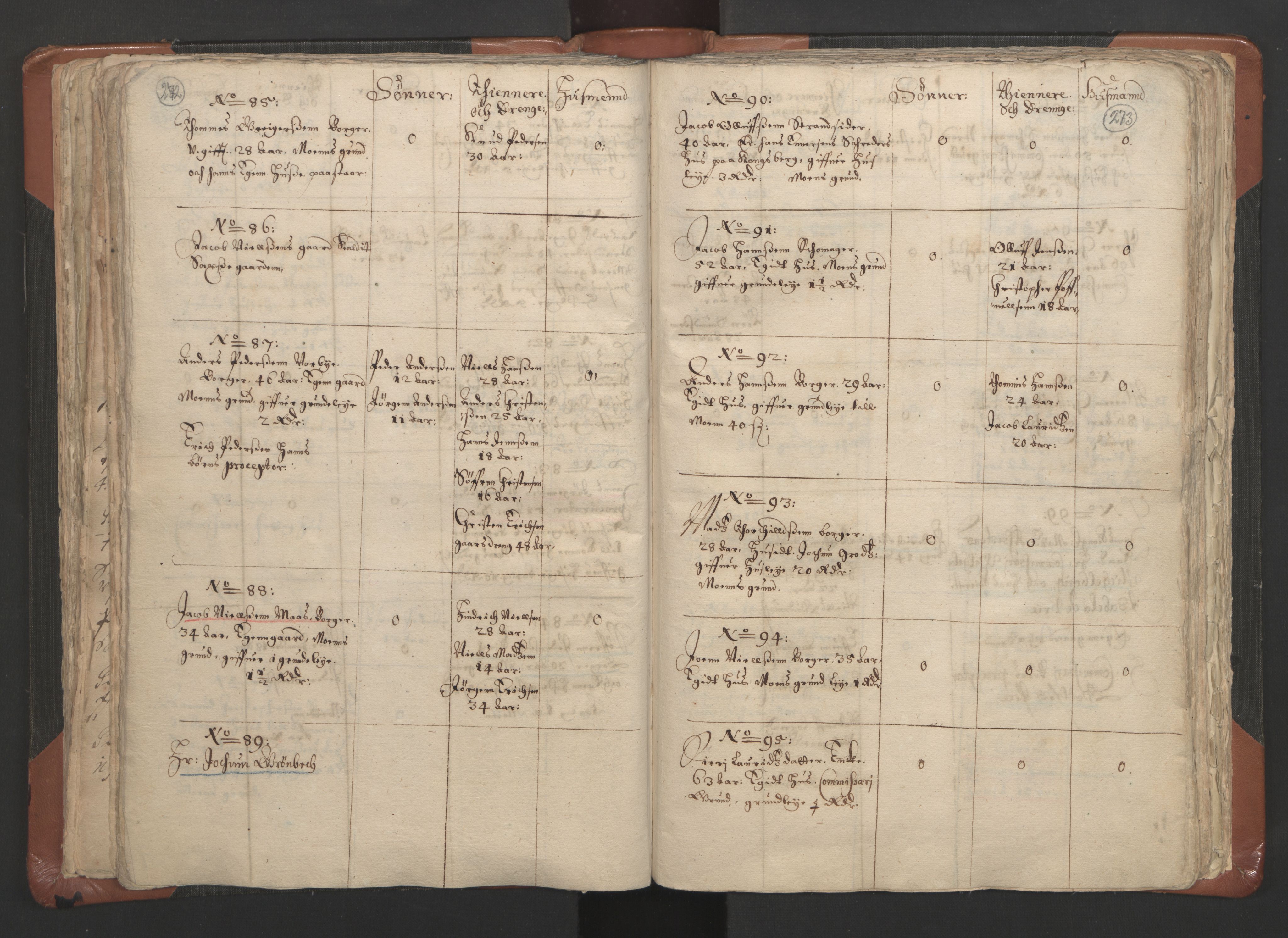 RA, Vicar's Census 1664-1666, no. 9: Bragernes deanery, 1664-1666, p. 272-273