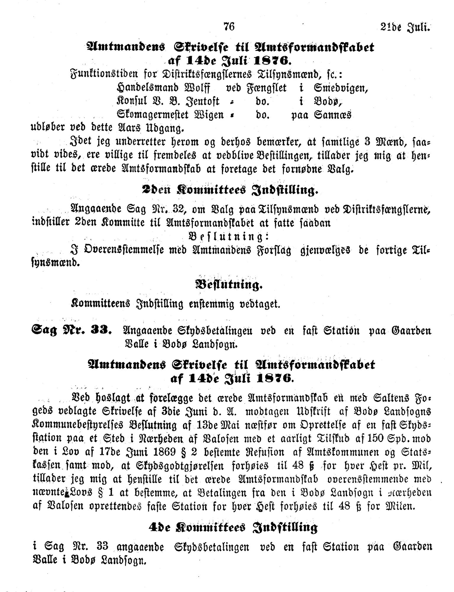 Nordland Fylkeskommune. Fylkestinget, AIN/NFK-17/176/A/Ac/L0010: Fylkestingsforhandlinger 1874-1880, 1874-1880