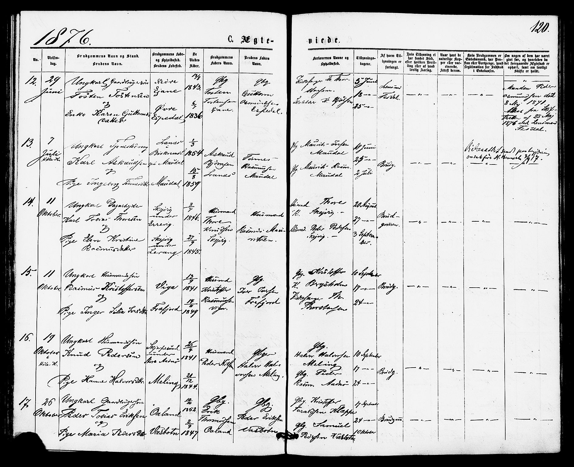 Høgsfjord sokneprestkontor, SAST/A-101624/H/Ha/Haa/L0004: Parish register (official) no. A 4, 1876-1884, p. 120