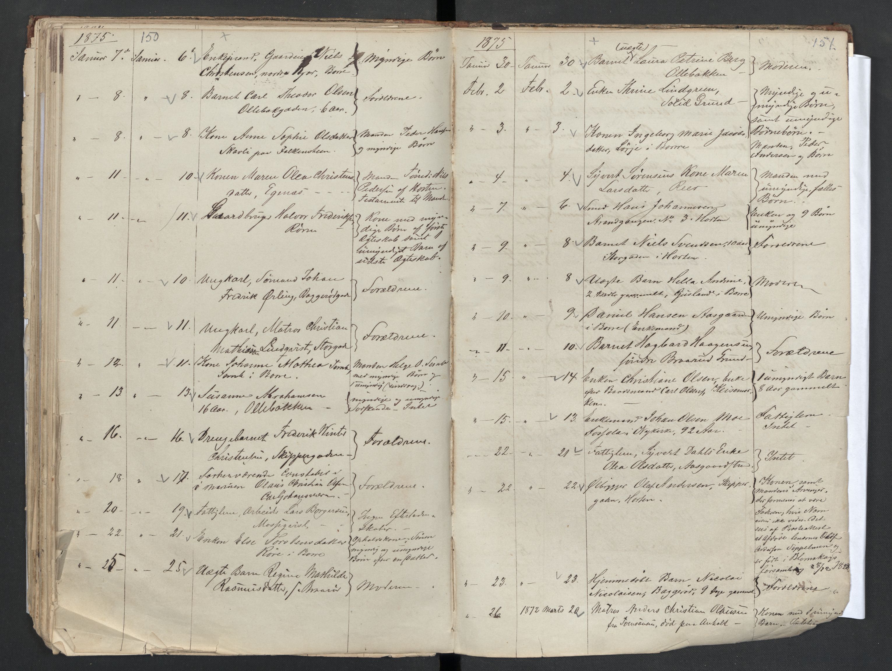 Borre lensmannskontor, AV/SAKO-A-533/H/Ha/L0001A: Dødsfallsprotokoll, 1850-1875, p. 150-151