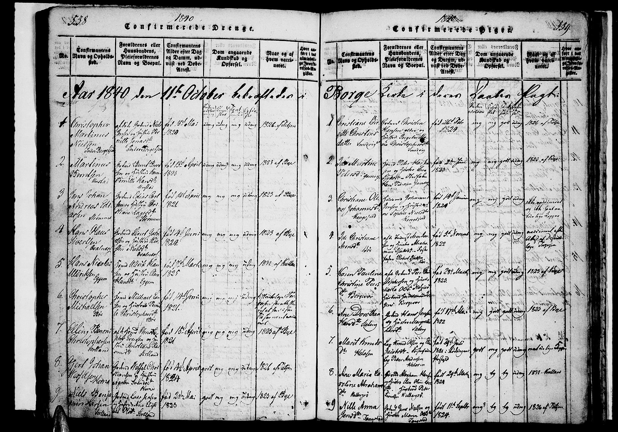 Ministerialprotokoller, klokkerbøker og fødselsregistre - Nordland, SAT/A-1459/880/L1130: Parish register (official) no. 880A04, 1821-1843, p. 538-539