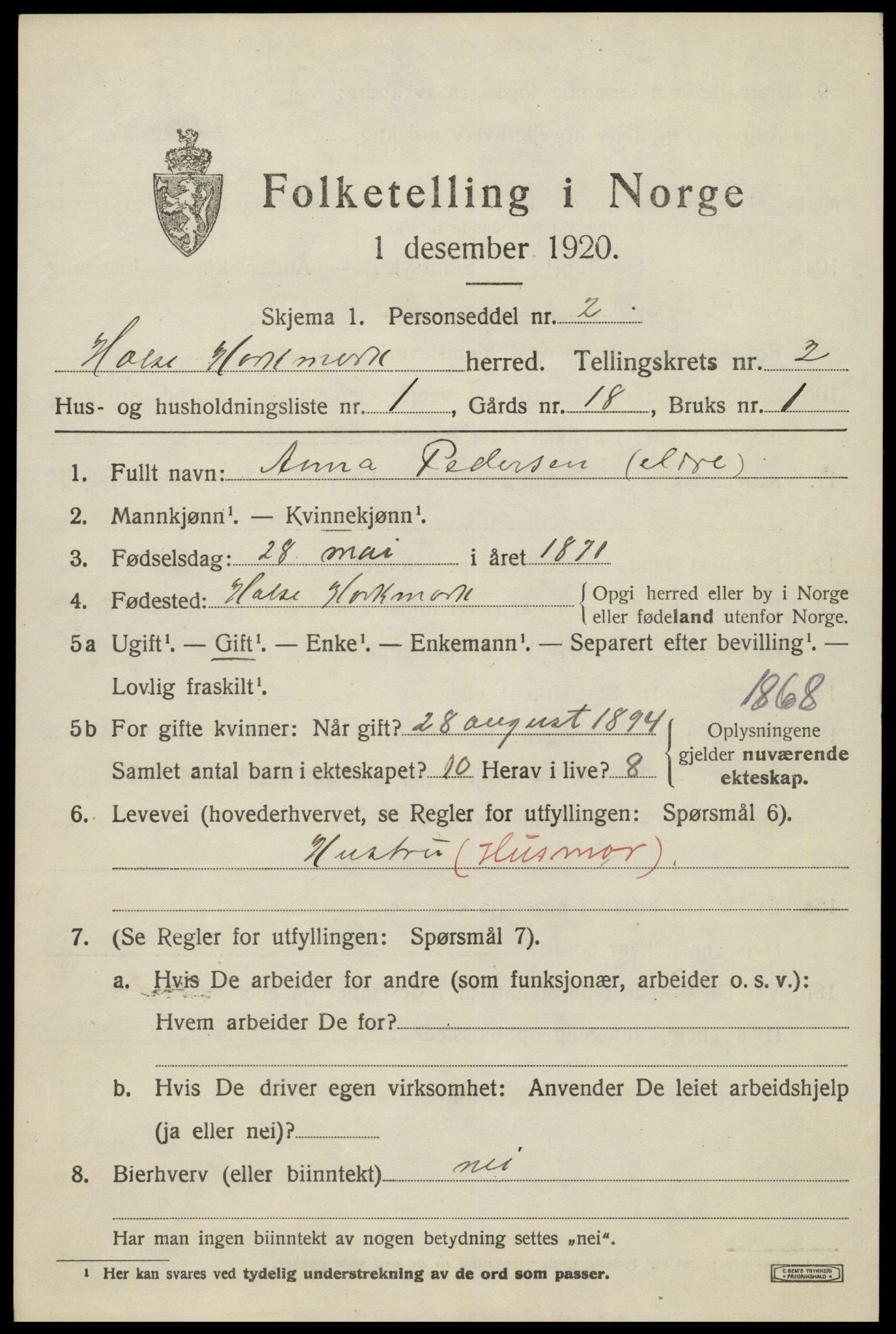 SAK, 1920 census for Halse og Harkmark, 1920, p. 2027