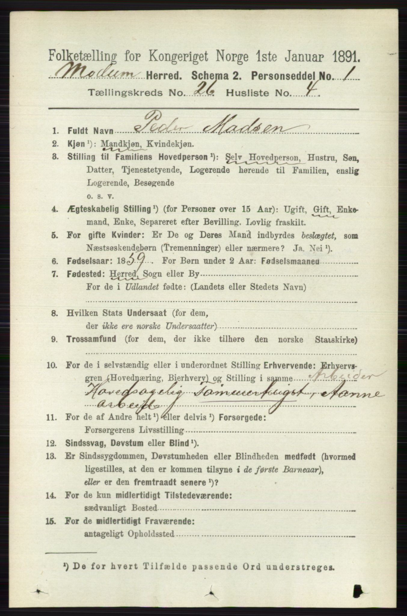RA, 1891 census for 0623 Modum, 1891, p. 9418