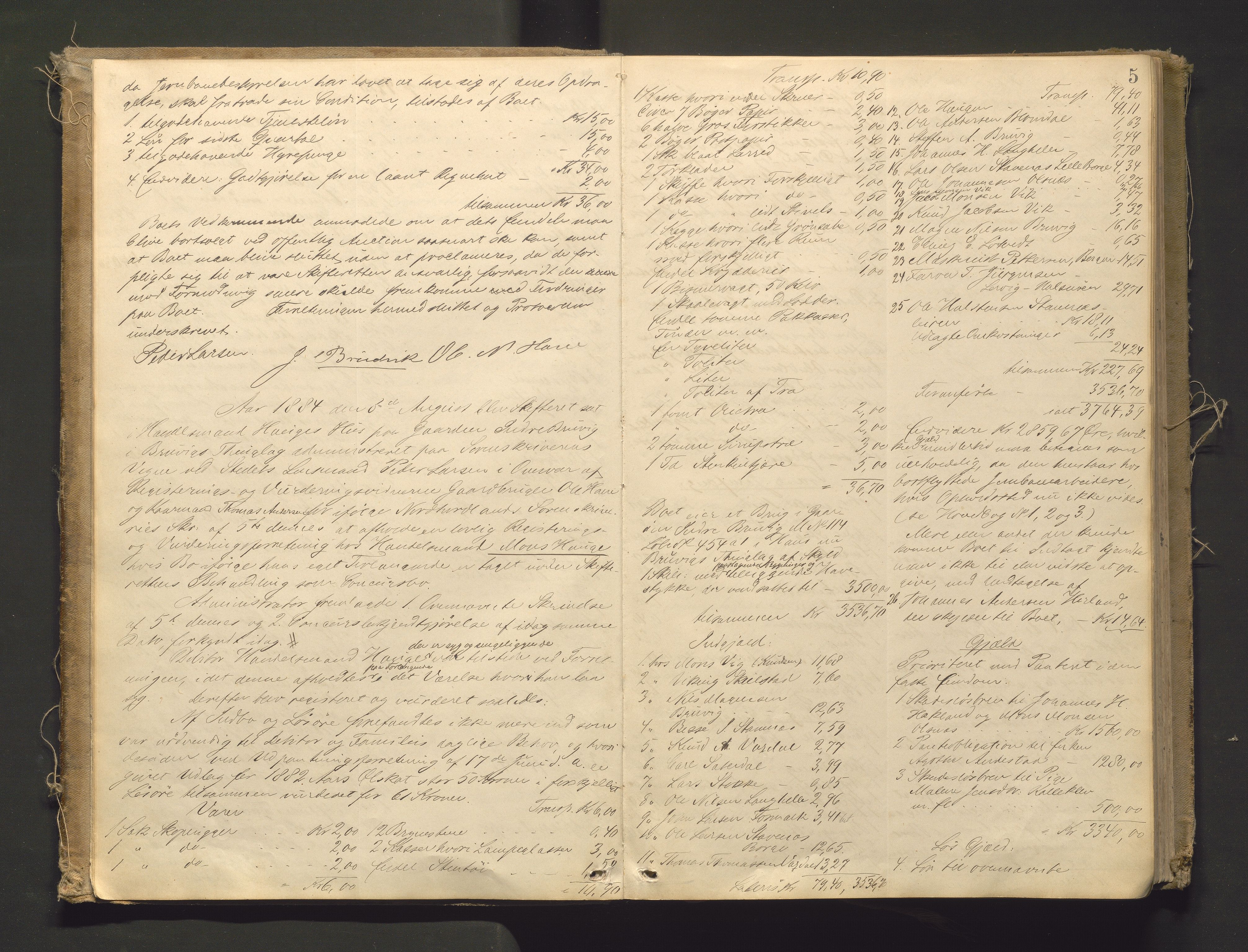 Lensmannen i Bruvik, SAB/A-31301/0006/L0003: Registreringsprotokoll, 1884-1911, p. 4b-5a