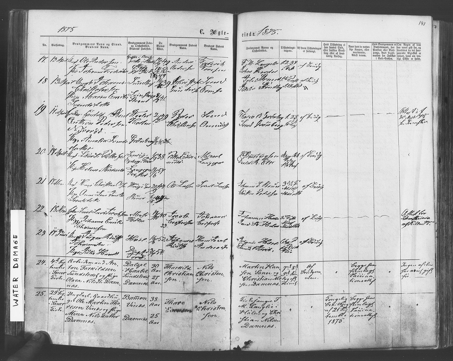 Vestby prestekontor Kirkebøker, SAO/A-10893/F/Fa/L0008: Parish register (official) no. I 8, 1863-1877, p. 191