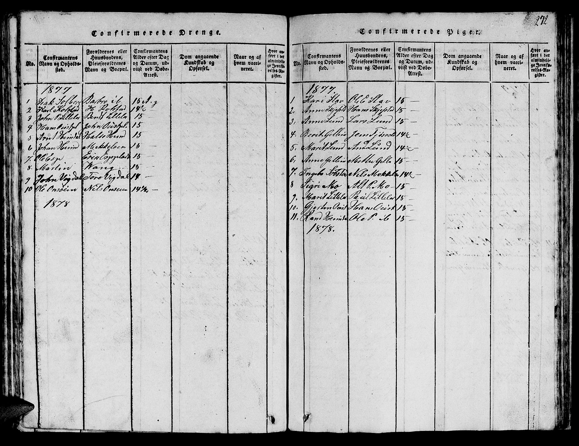 Ministerialprotokoller, klokkerbøker og fødselsregistre - Sør-Trøndelag, SAT/A-1456/613/L0393: Parish register (copy) no. 613C01, 1816-1886, p. 272