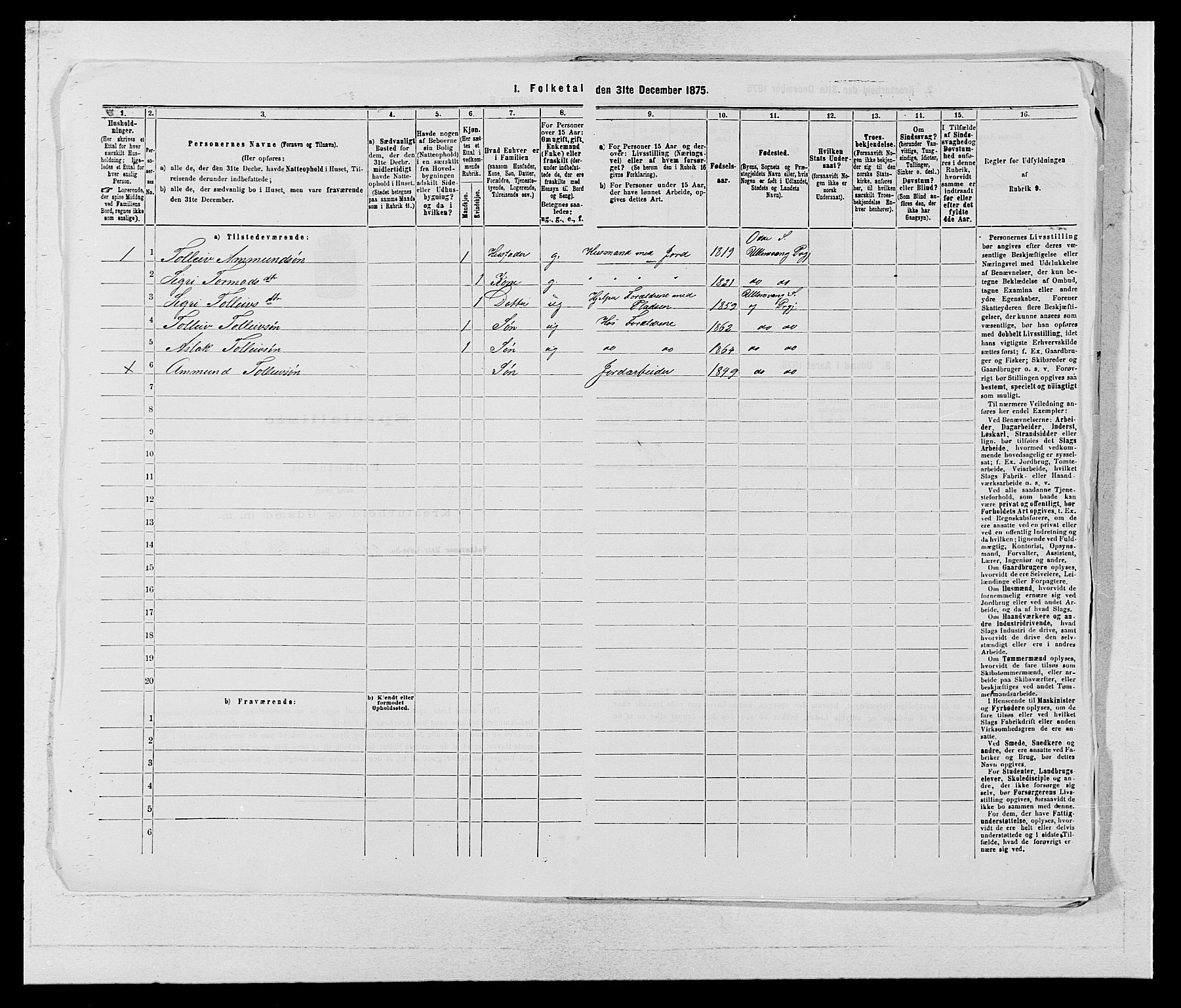 SAB, 1875 census for 1230P Ullensvang, 1875, p. 582