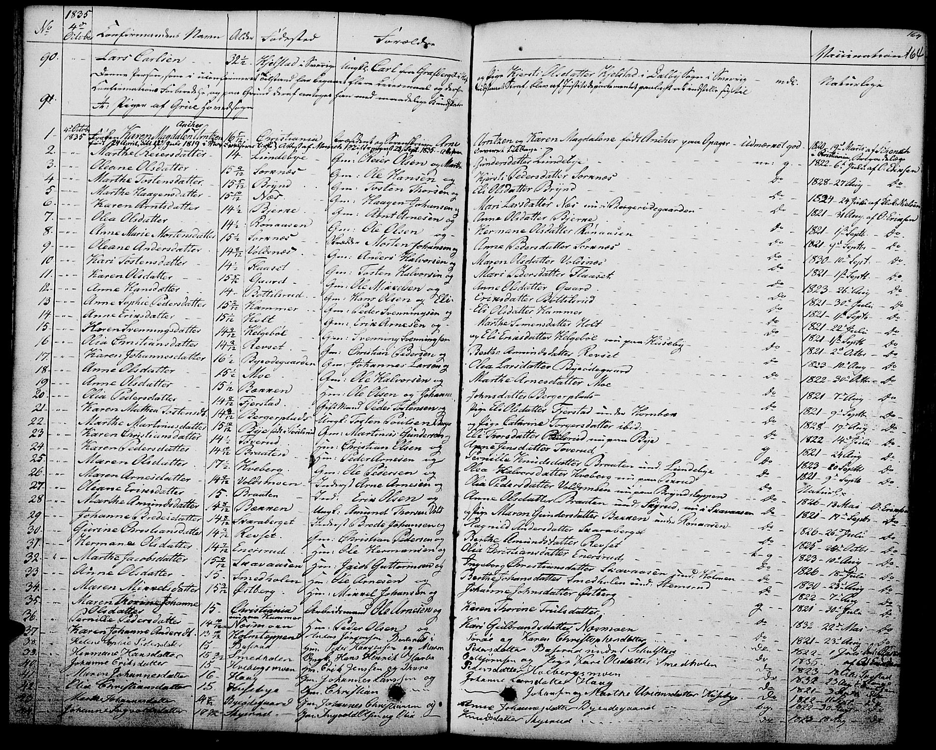 Grue prestekontor, AV/SAH-PREST-036/H/Ha/Haa/L0007: Parish register (official) no. 7, 1830-1847, p. 164