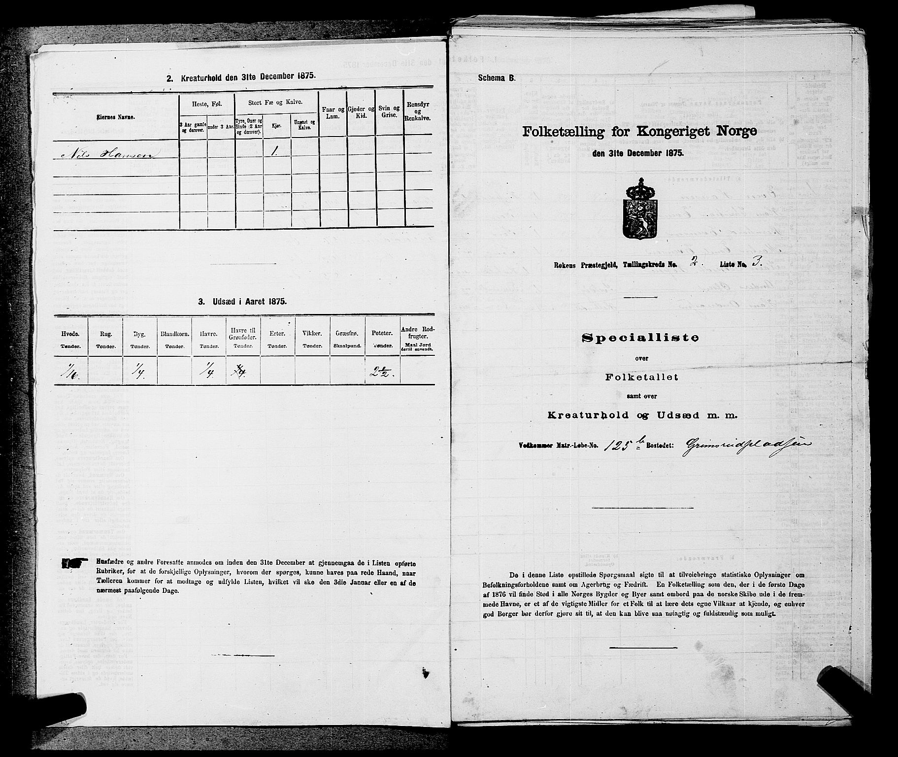 SAKO, 1875 census for 0627P Røyken, 1875, p. 184