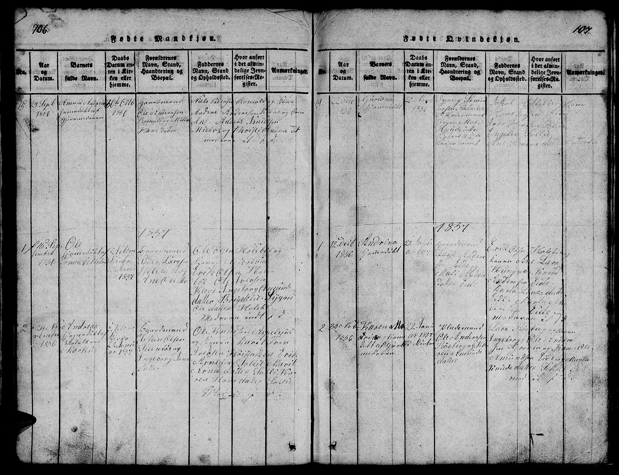Ministerialprotokoller, klokkerbøker og fødselsregistre - Møre og Romsdal, SAT/A-1454/557/L0683: Parish register (copy) no. 557C01, 1818-1862, p. 106-107