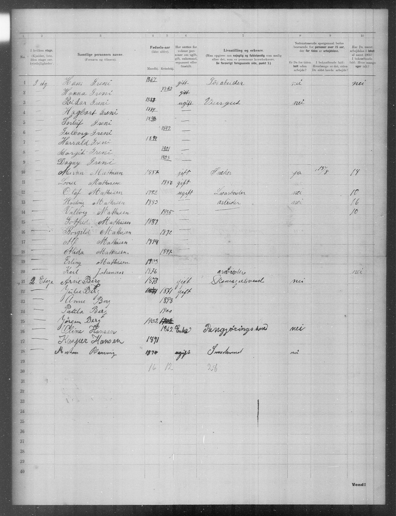 OBA, Municipal Census 1903 for Kristiania, 1903, p. 13485