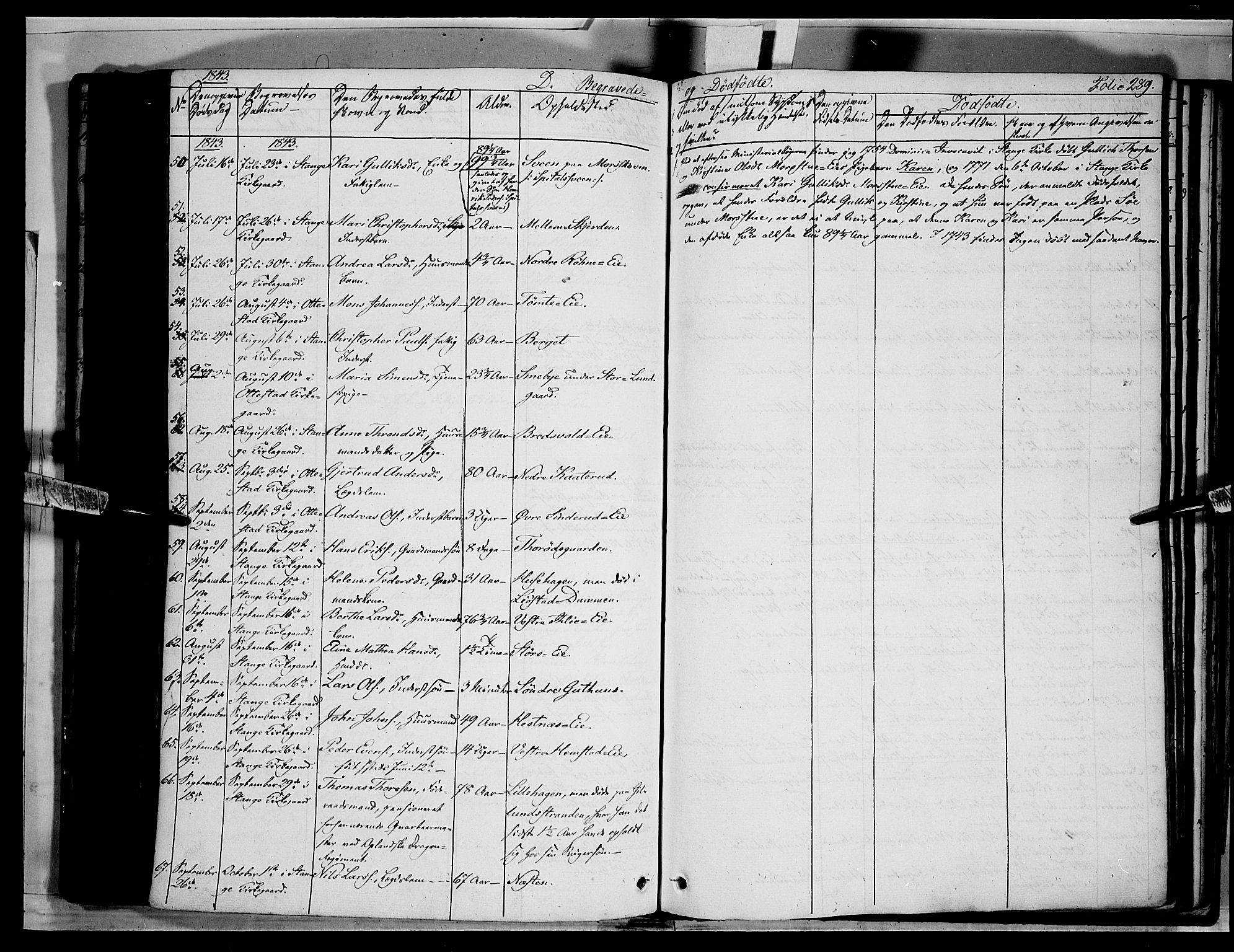 Stange prestekontor, SAH/PREST-002/K/L0010: Parish register (official) no. 10, 1835-1845, p. 289