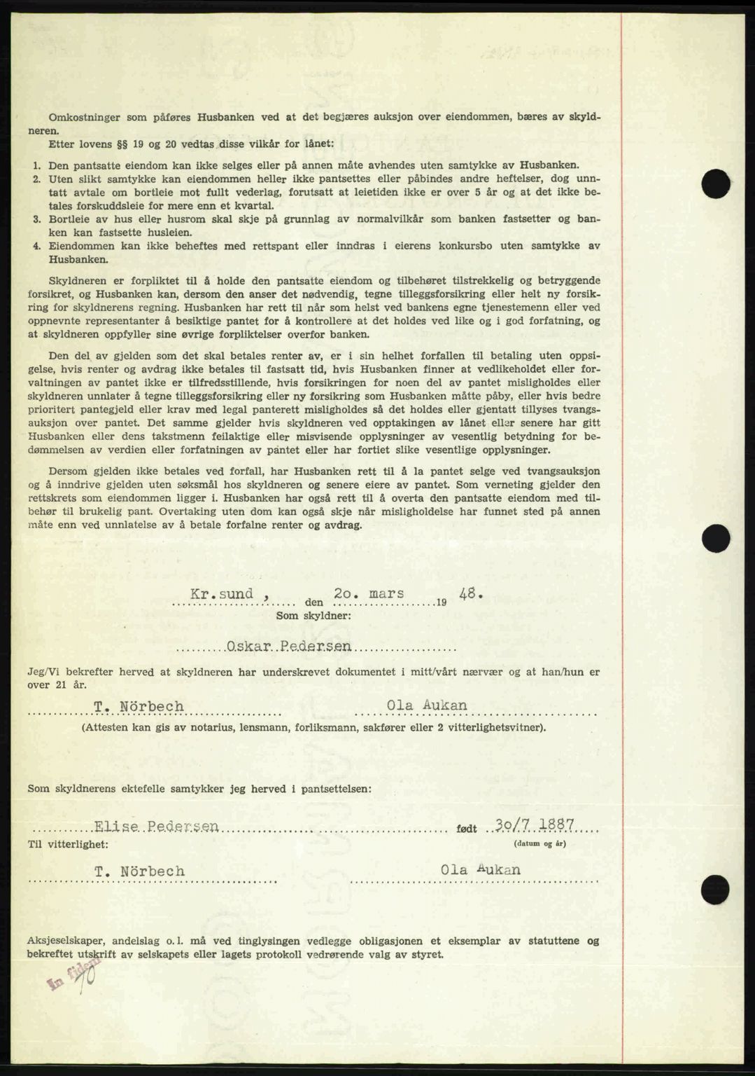 Kristiansund byfogd, AV/SAT-A-4587/A/27: Mortgage book no. 44, 1947-1948, Diary no: : 488/1948