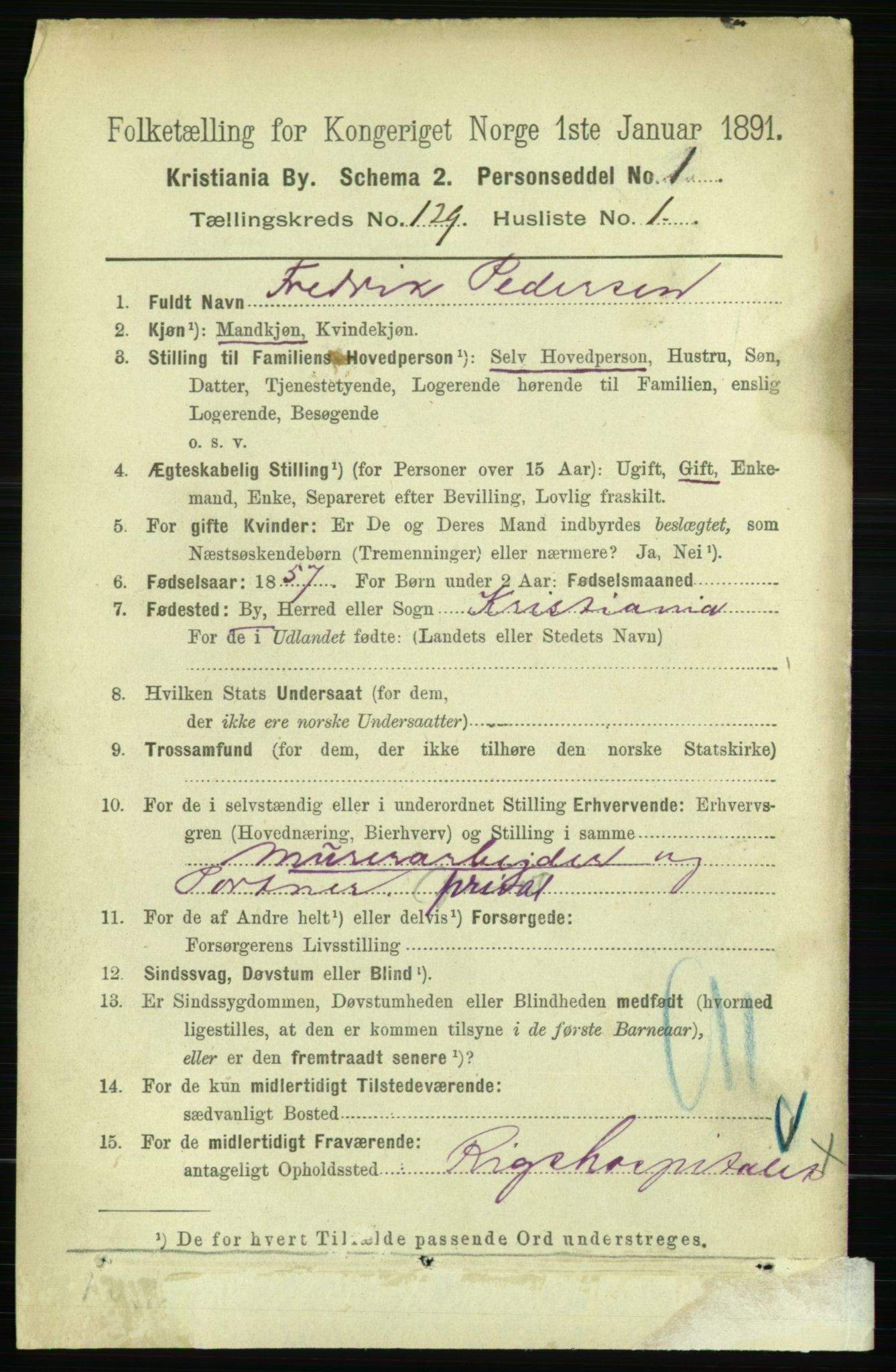 RA, 1891 census for 0301 Kristiania, 1891, p. 69235