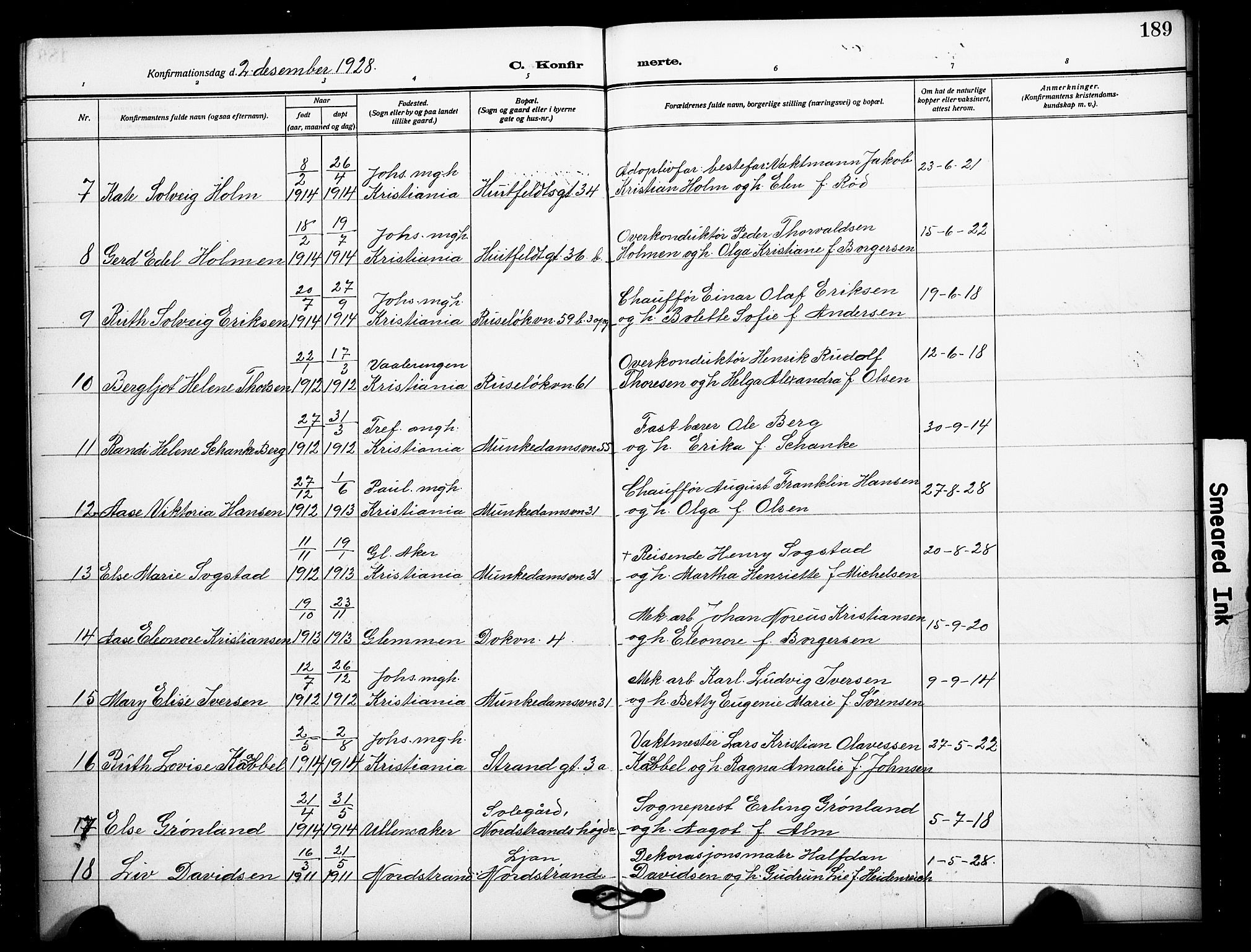 Johannes prestekontor Kirkebøker, SAO/A-10852/F/Fa/L0011: Parish register (official) no. 11, 1908-1921, p. 189