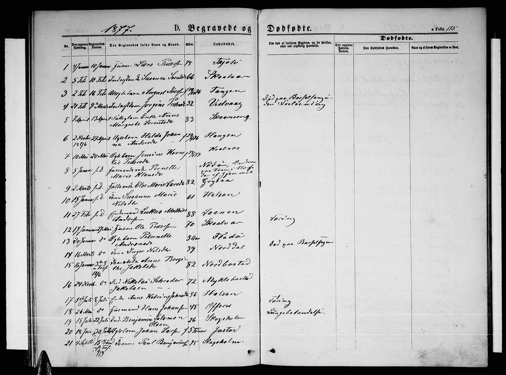 Ministerialprotokoller, klokkerbøker og fødselsregistre - Nordland, AV/SAT-A-1459/817/L0267: Parish register (copy) no. 817C02, 1870-1883, p. 175