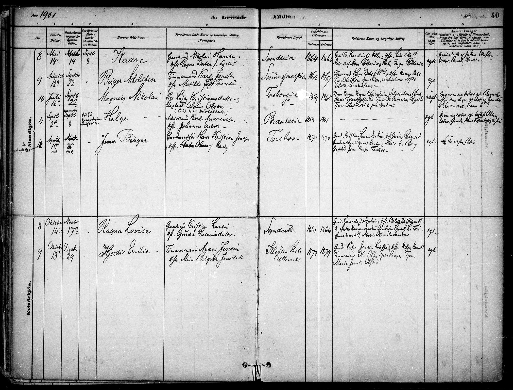 Gjerdrum prestekontor Kirkebøker, AV/SAO-A-10412b/F/Fa/L0009: Parish register (official) no. I 9, 1881-1916, p. 40