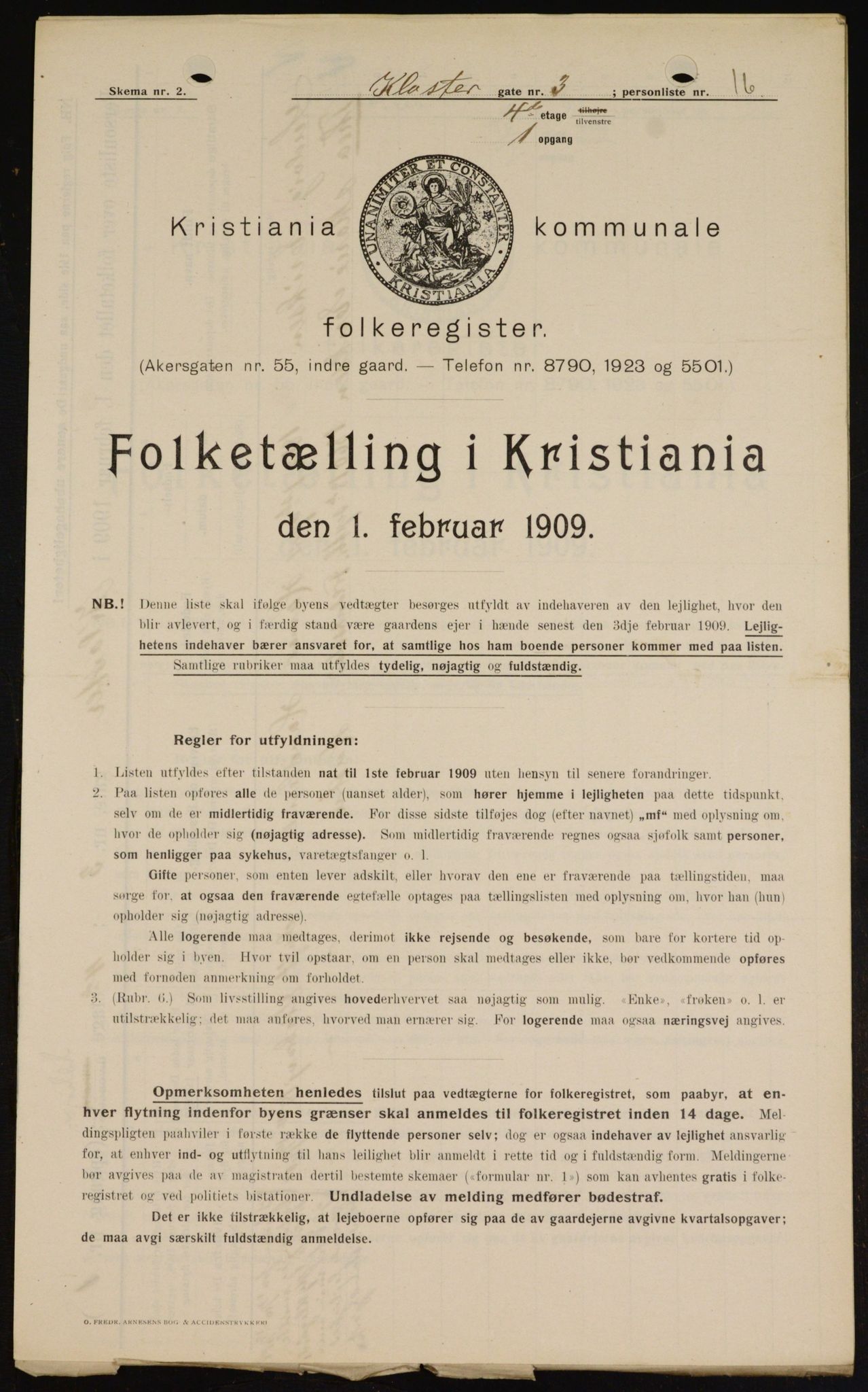 OBA, Municipal Census 1909 for Kristiania, 1909, p. 47766